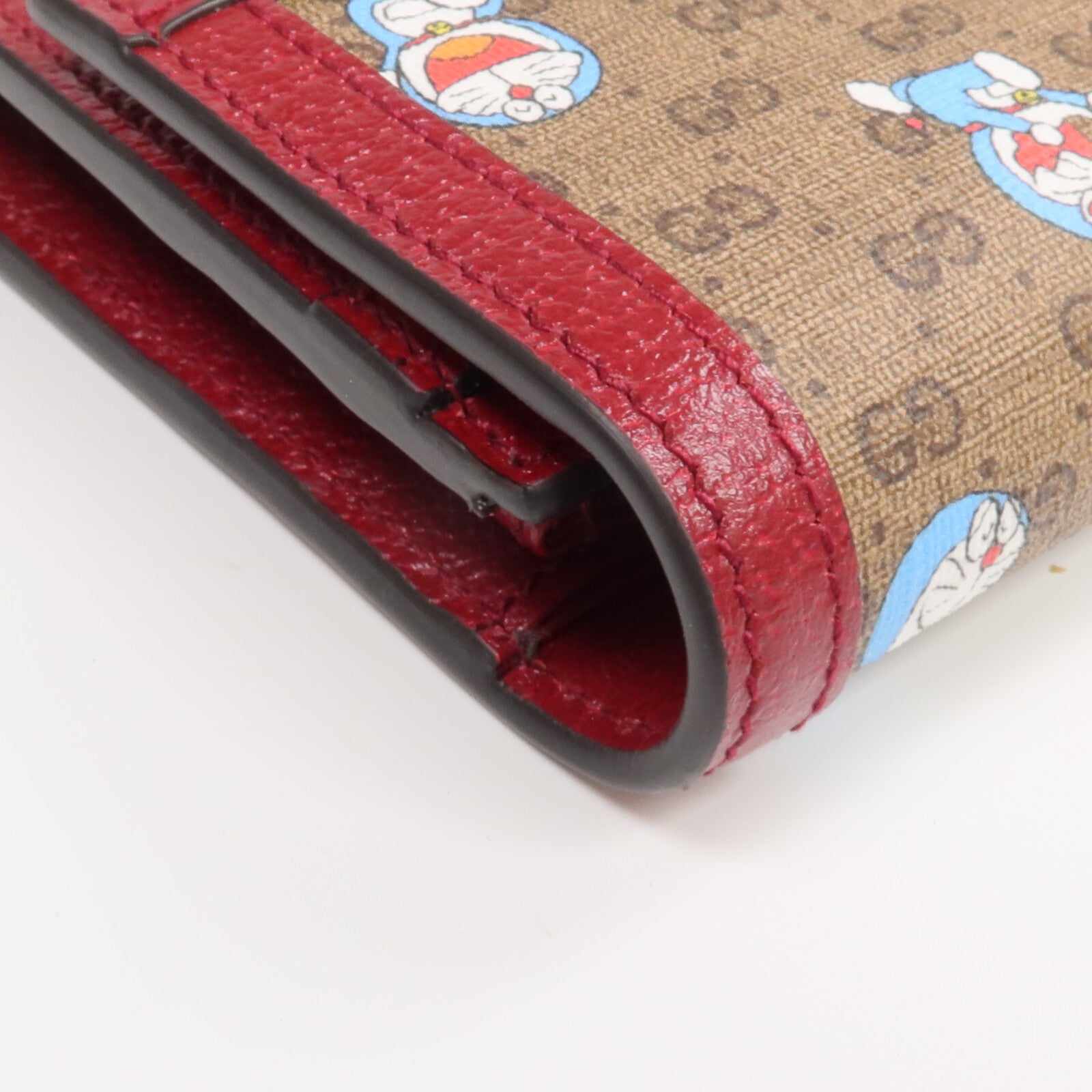 GUCCI 塗層帆布/牛皮皮革Gucci x Doraemon金扣長錢包