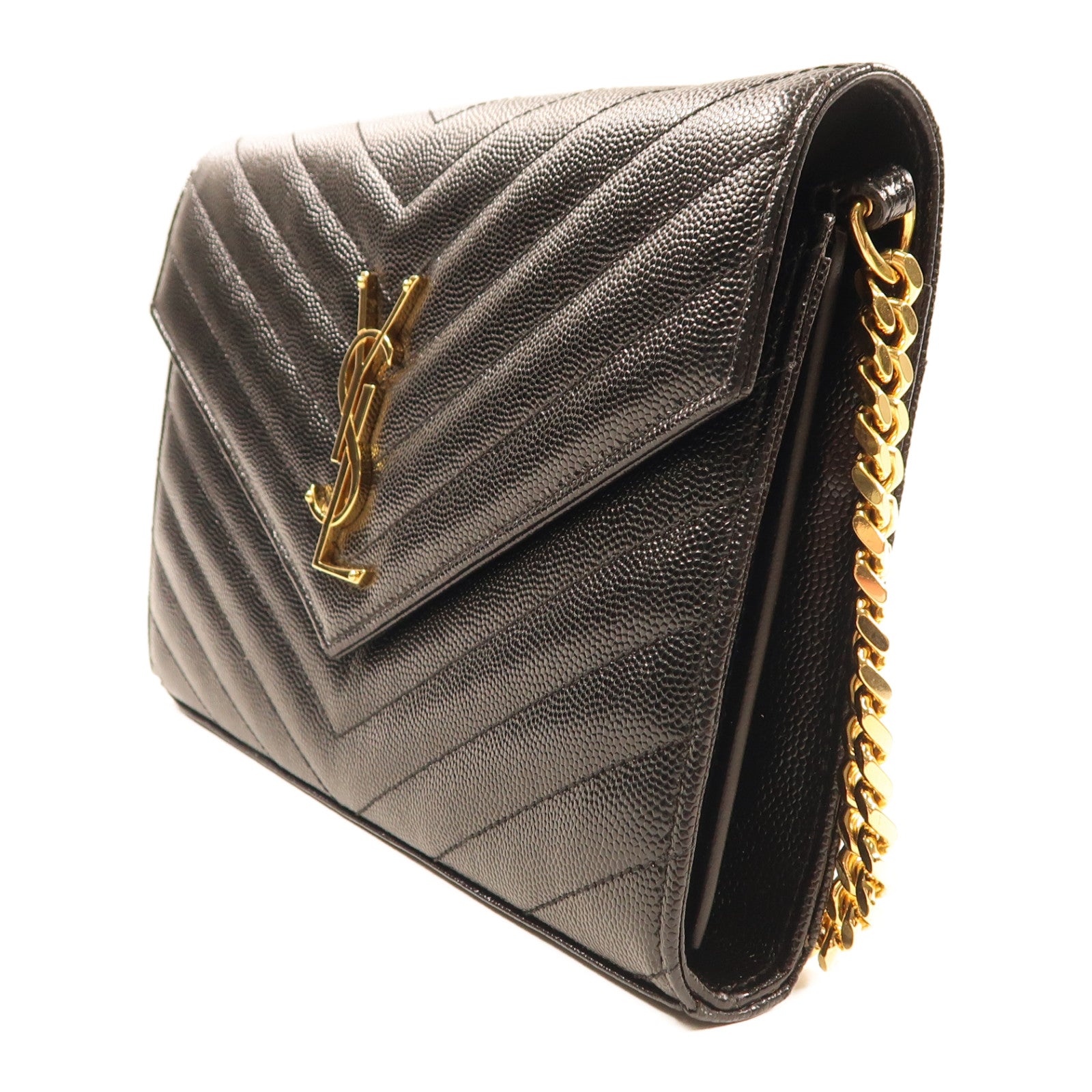 SAINT LAURENT 牛皮皮革Chain Shoulder金扣鏈帶肩背袋