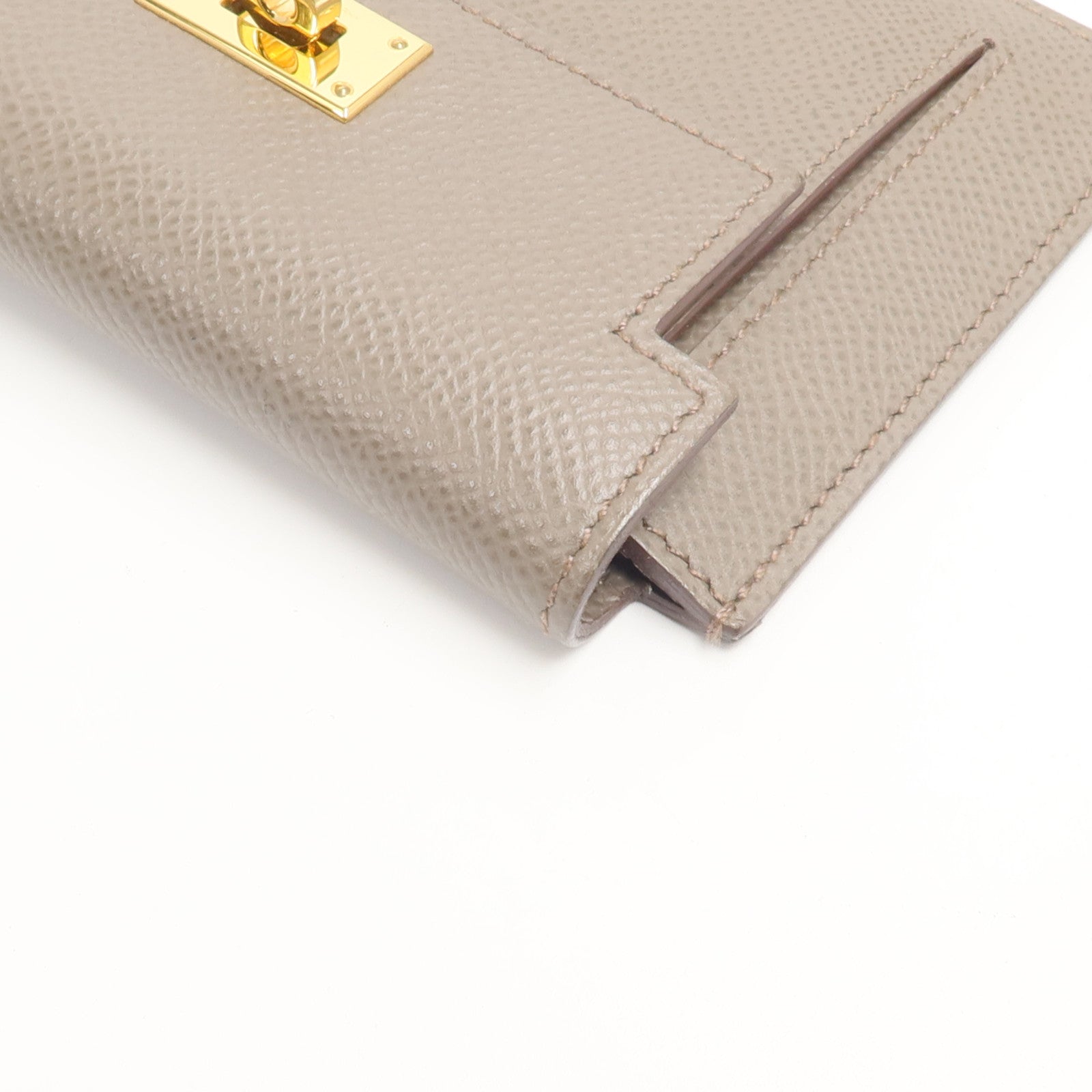 HERMES Epsom皮革Kelly Pocket零錢包Etoupe