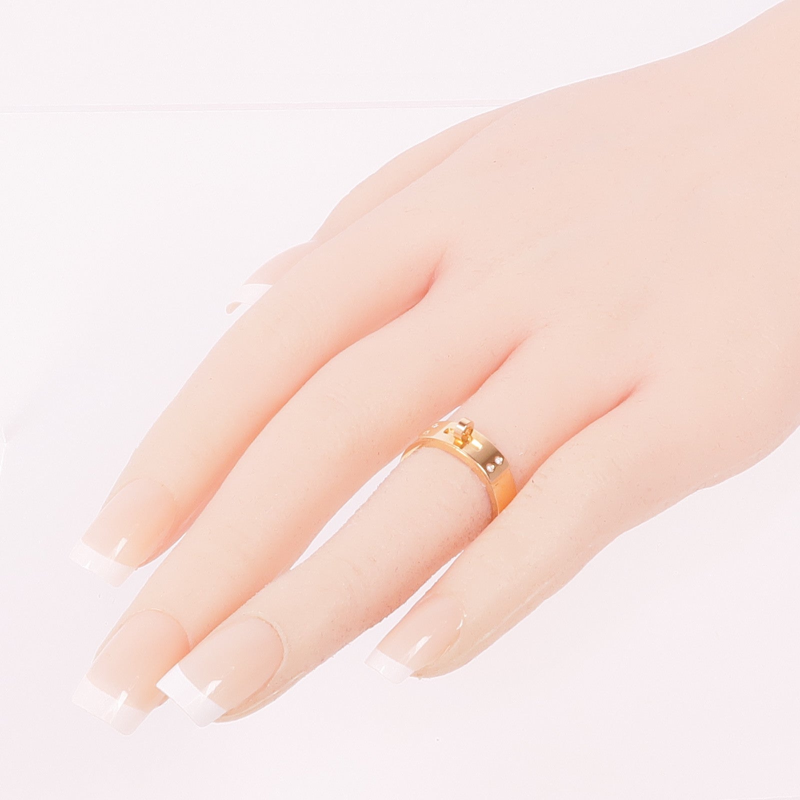 HERMES 18K玫瑰金Kelly Ring鑽石戒指Hermes#51/US#5.75