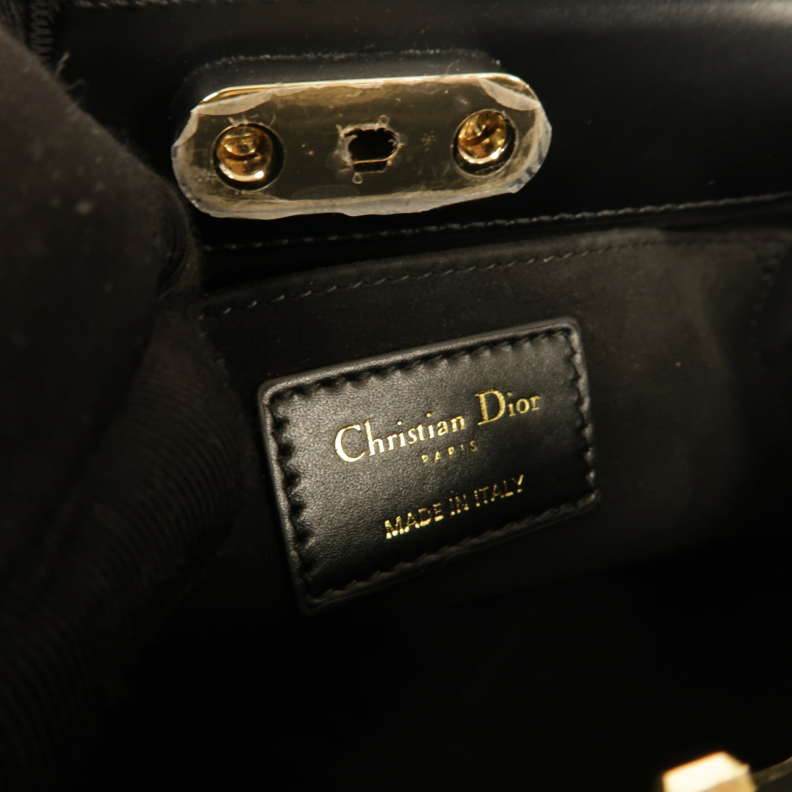 Dior 【激減優惠】牛皮皮革Small Key Bag金扣手挽袋黒色