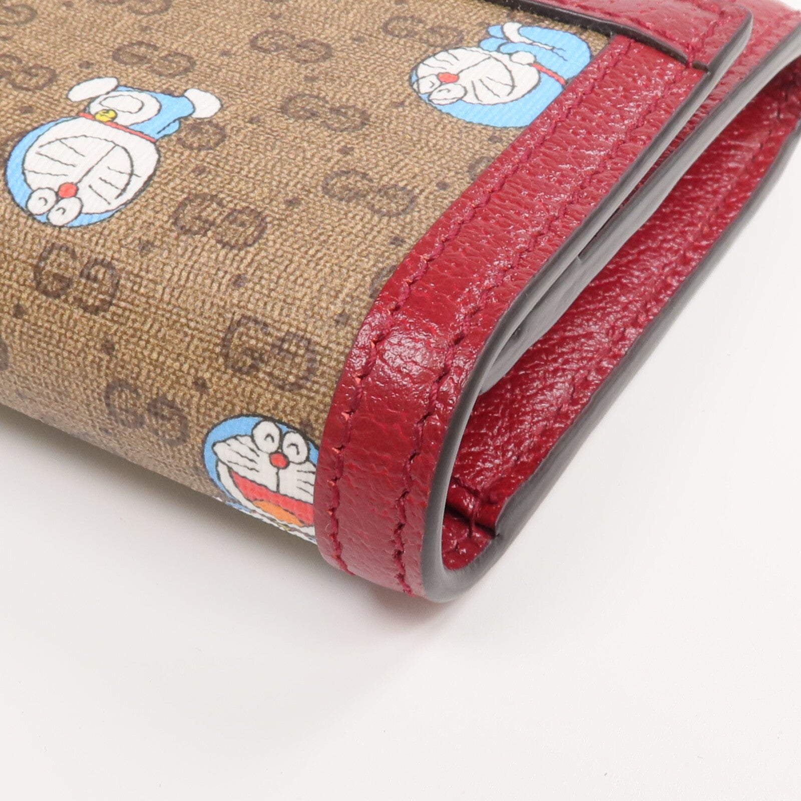 GUCCI 塗層帆布/牛皮皮革Gucci x Doraemon金扣長錢包