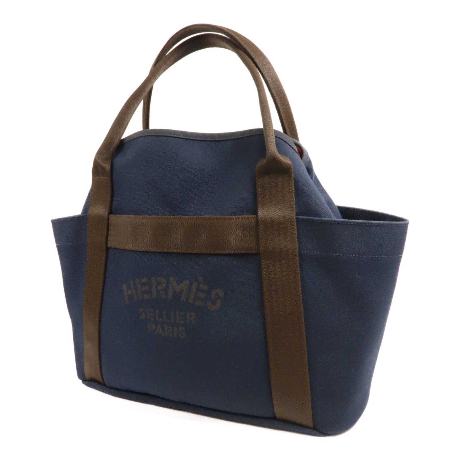 HERMES 帆布Grooming Bag手挽肩背兩用袋Blue Navy/Feu