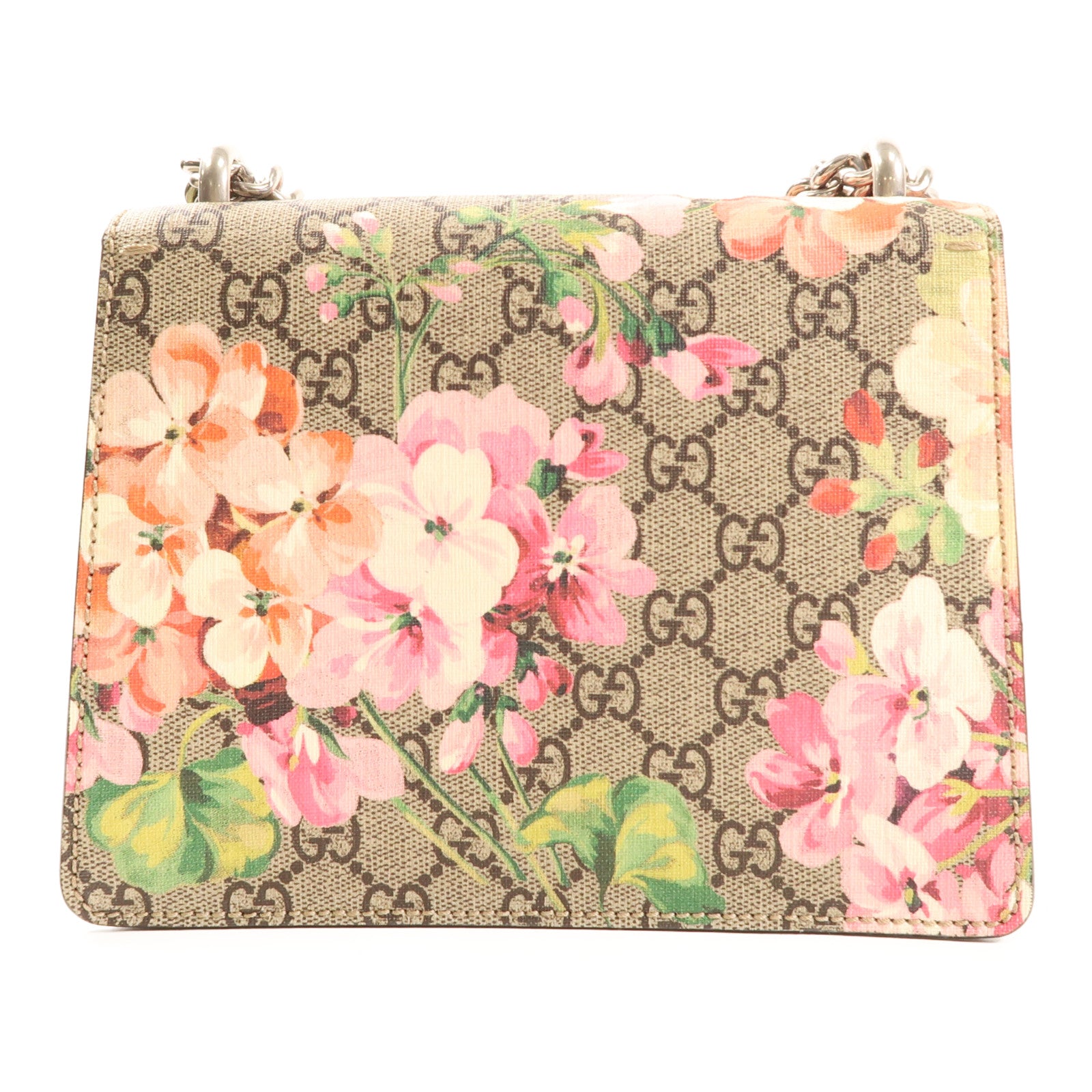 GUCCI 塗層帆布Chain Shoulder銀扣鏈帶肩背袋