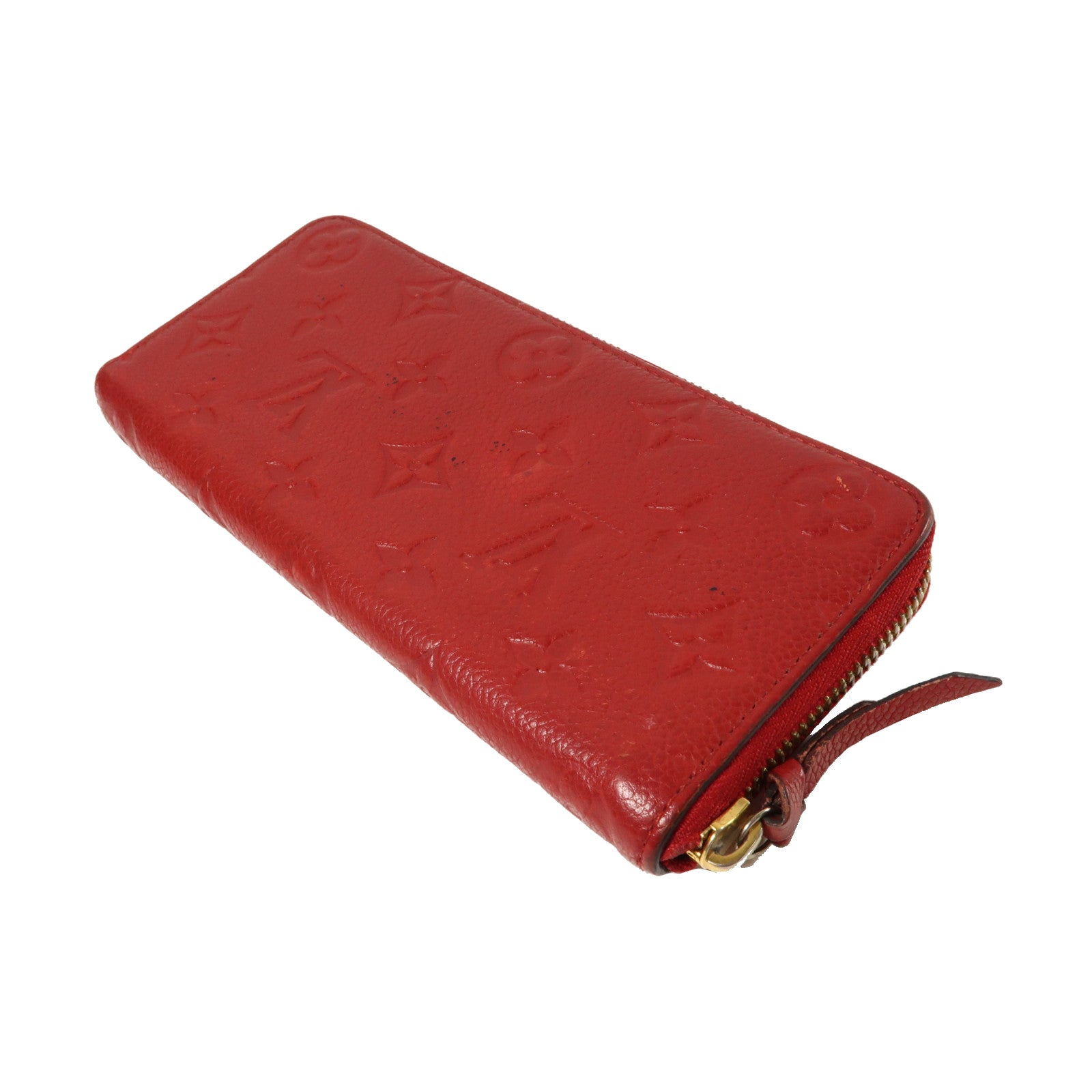 LOUIS VUITTON Monogram Empreinte Portofeuil Clemence Wallet金扣長錢包紅色