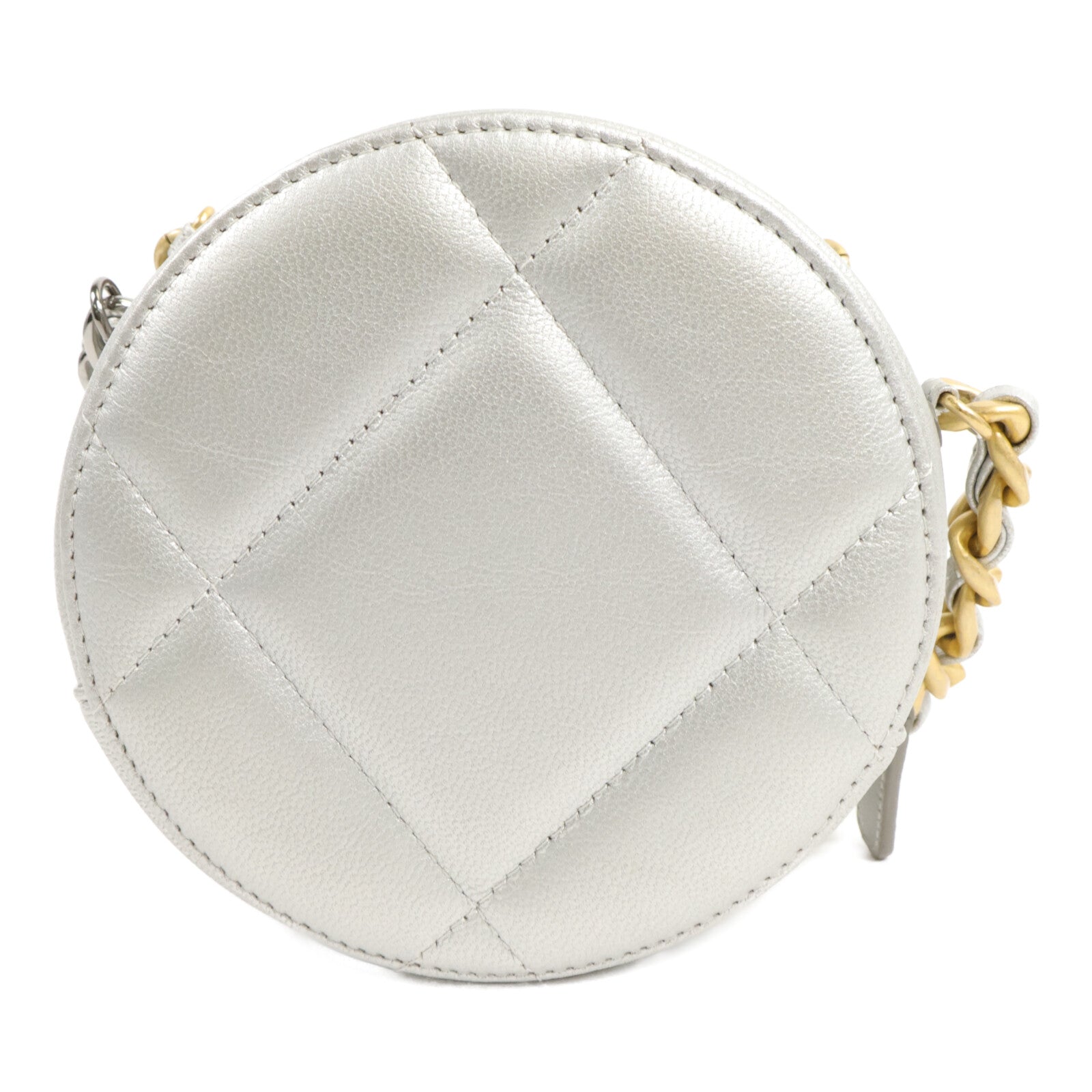 CHANEL 羊皮皮革C19 Round Clutch鏈帶肩背袋