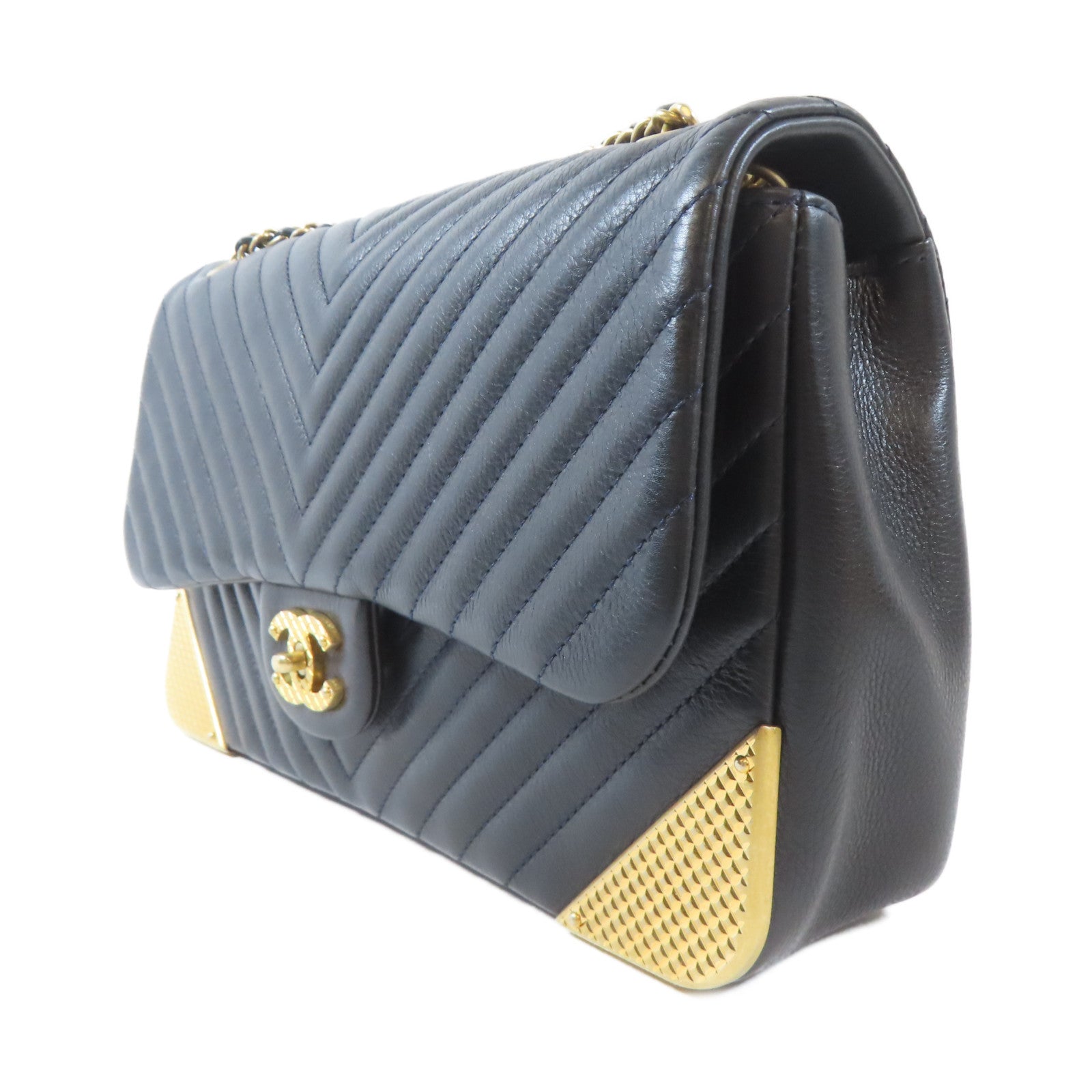 CHANEL 【激減優惠】皮革Chain Shoulder Bag金扣鏈帶肩背袋黑色