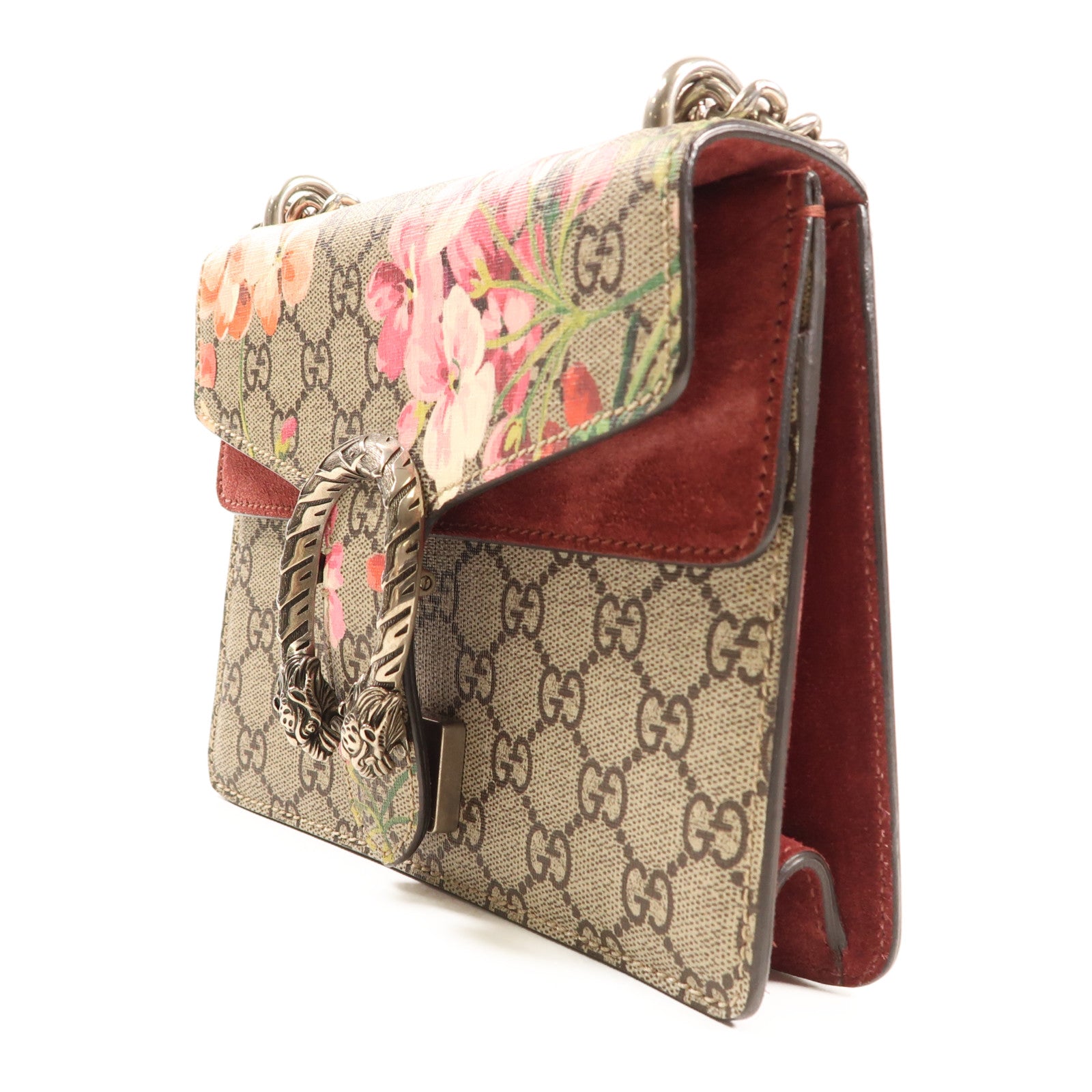 GUCCI 塗層帆布Chain Shoulder銀扣鏈帶肩背袋