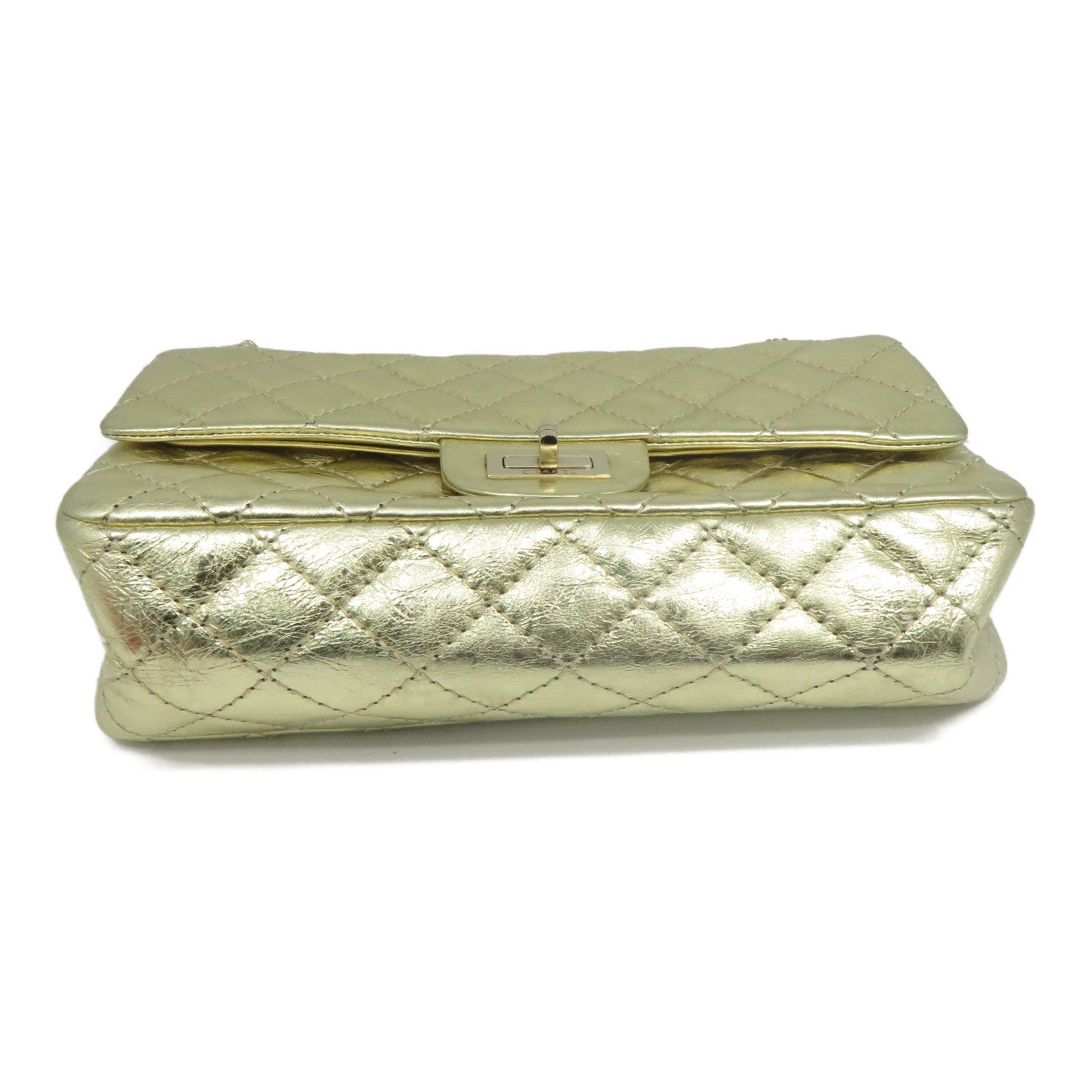 CHANEL 【清倉大減價】菱格牛皮皮革Chain Shoulder金扣鏈帶肩背袋金色