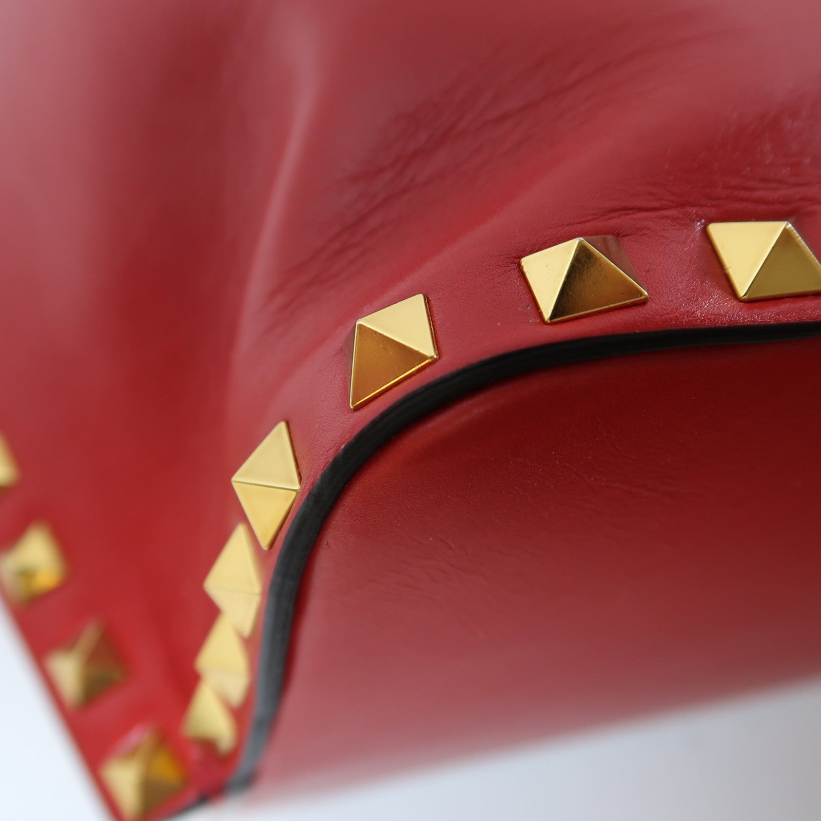 Valentino 【激減優惠】牛皮皮革2 Way Shoulder Bag金扣手挽肩背兩用袋紅色