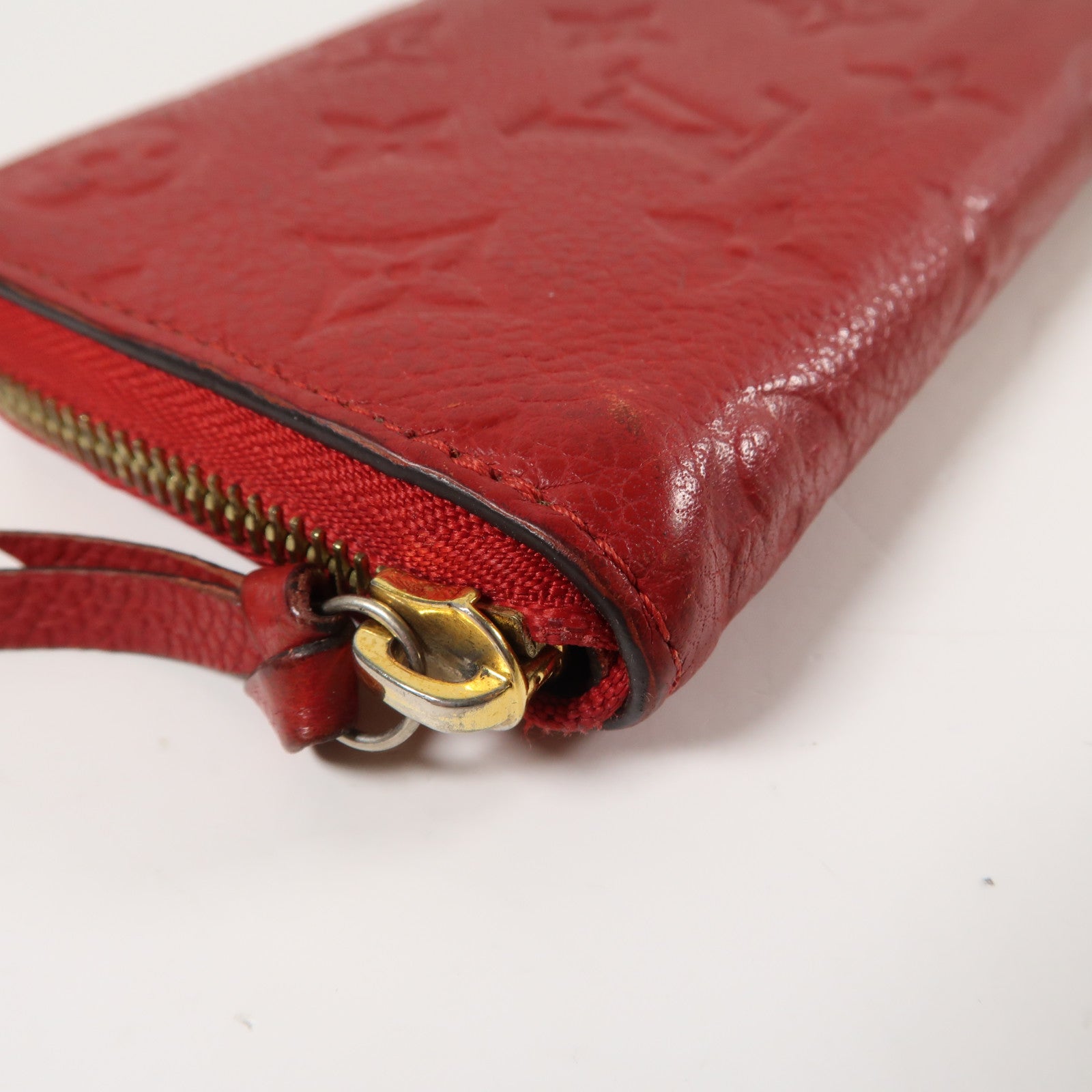 LOUIS VUITTON Monogram Empreinte Portofeuil Clemence Wallet金扣長錢包紅色