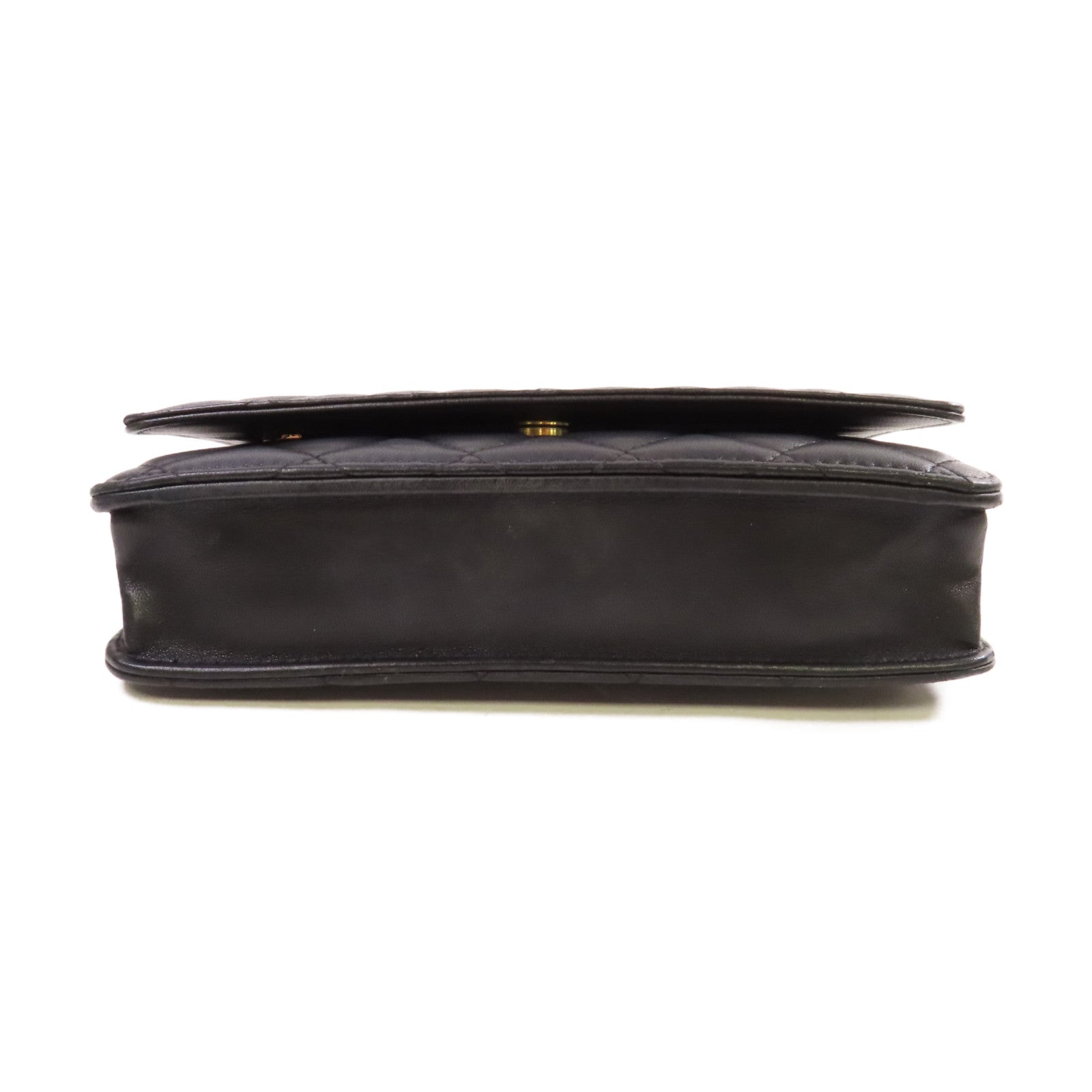 CHANEL 菱格羊皮皮革WOC Wallet On Chain Shoulder Bag金扣鏈帶肩背袋黑色