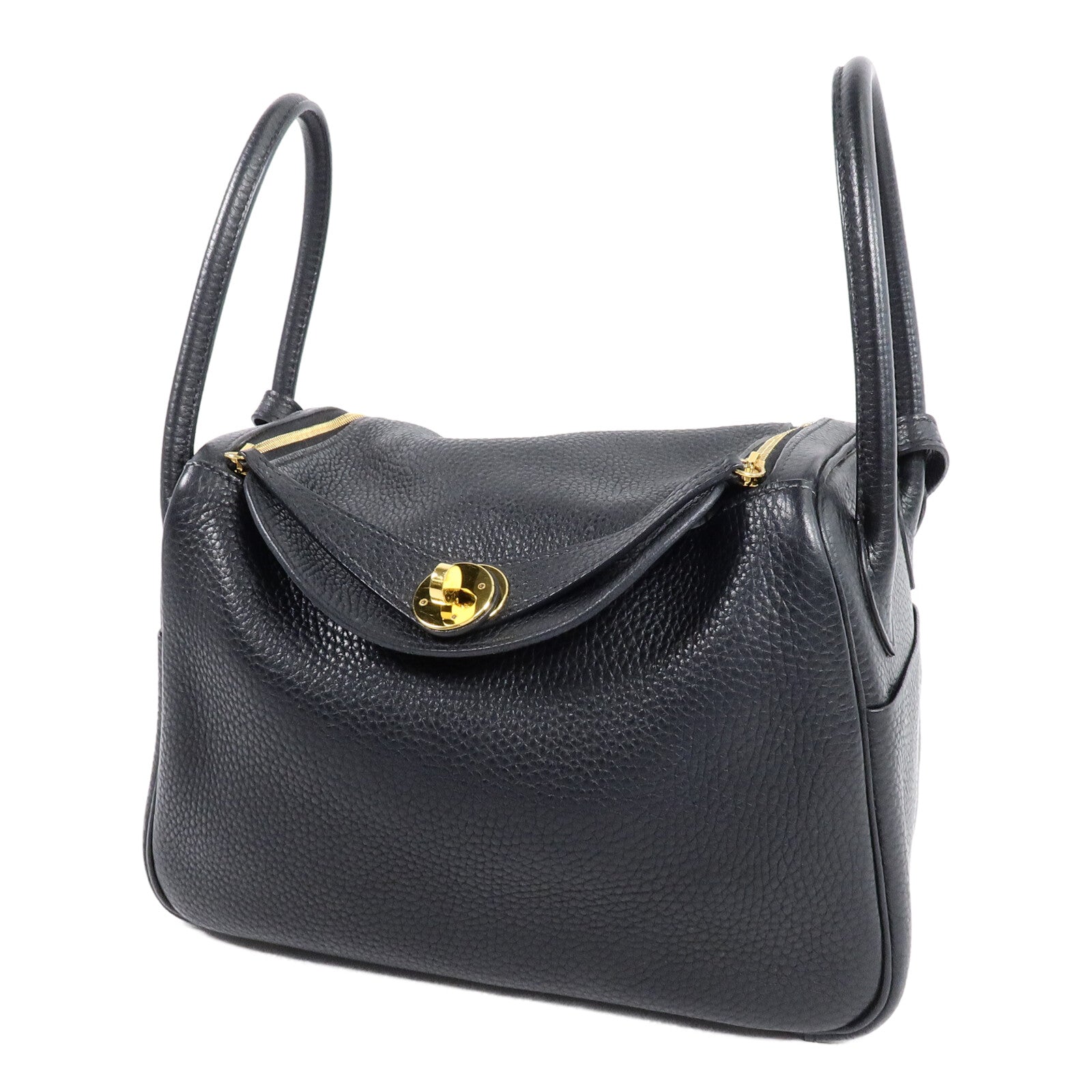 HERMES Clemence皮革Lindy 26手挽肩背兩用袋Noir