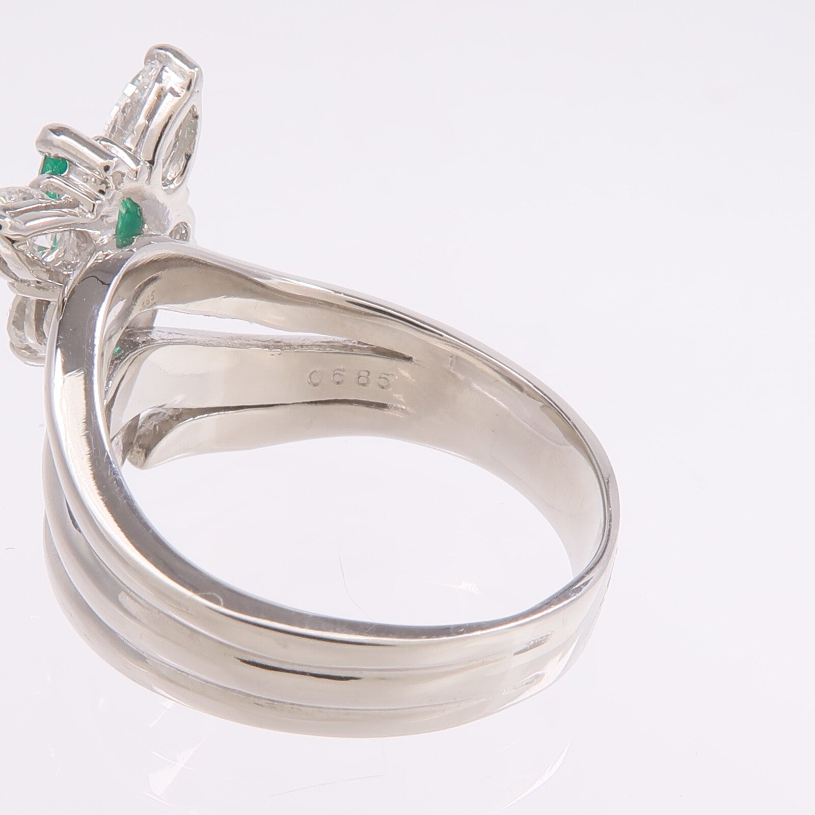 JEWELRY PT900鉑金Emerald Diamond Ring綠寶石/鑽石戒指