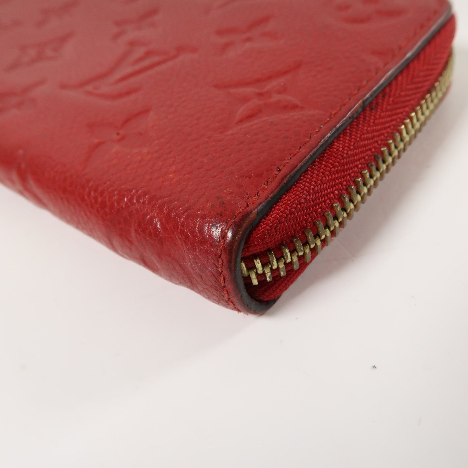 LOUIS VUITTON Monogram Empreinte Portofeuil Clemence Wallet金扣長錢包紅色