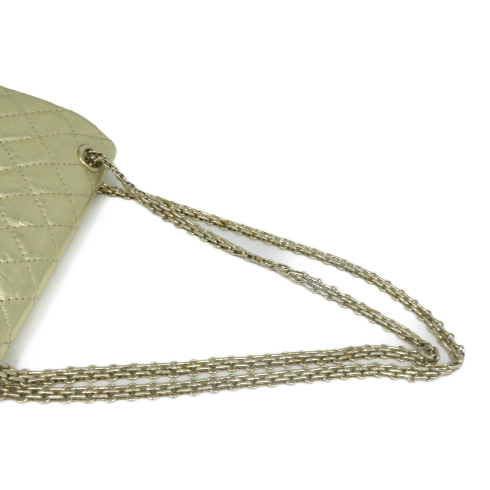 CHANEL 【清倉大減價】菱格牛皮皮革Chain Shoulder金扣鏈帶肩背袋金色