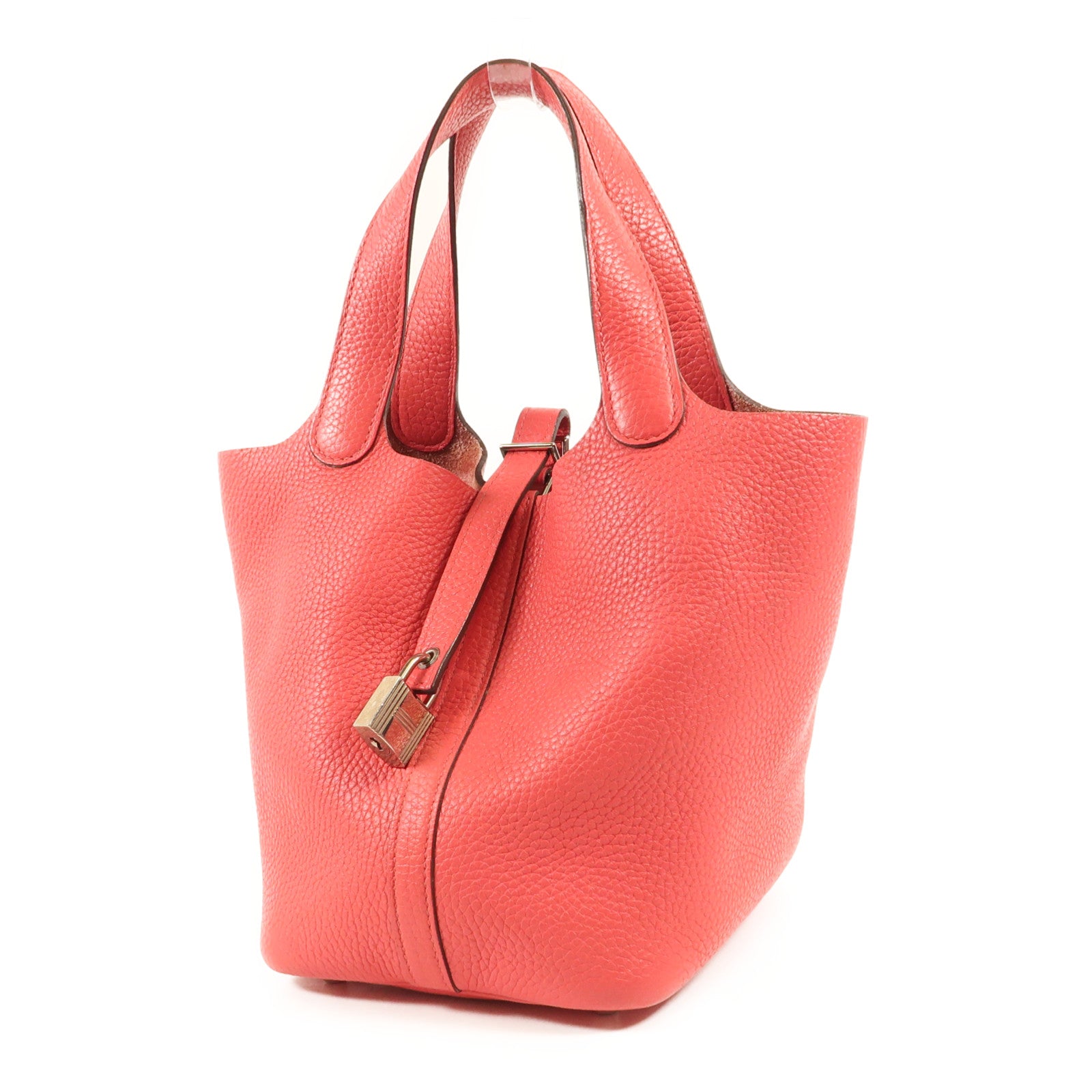 HERMES Clemence皮革Picotin PM銀扣手挽袋I6/Rose Extrem