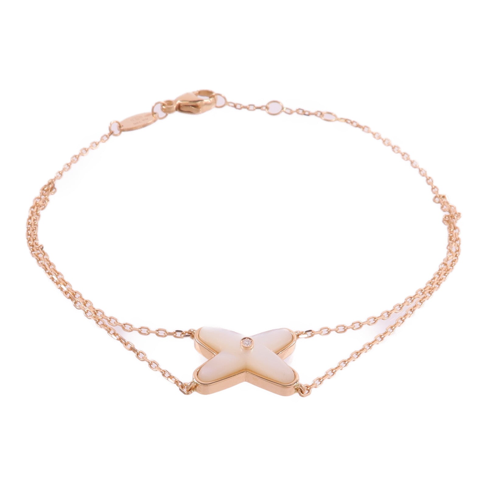 Chaumet 18K玫瑰金/珍珠母貝Jeux De Liens鑽石手鏈