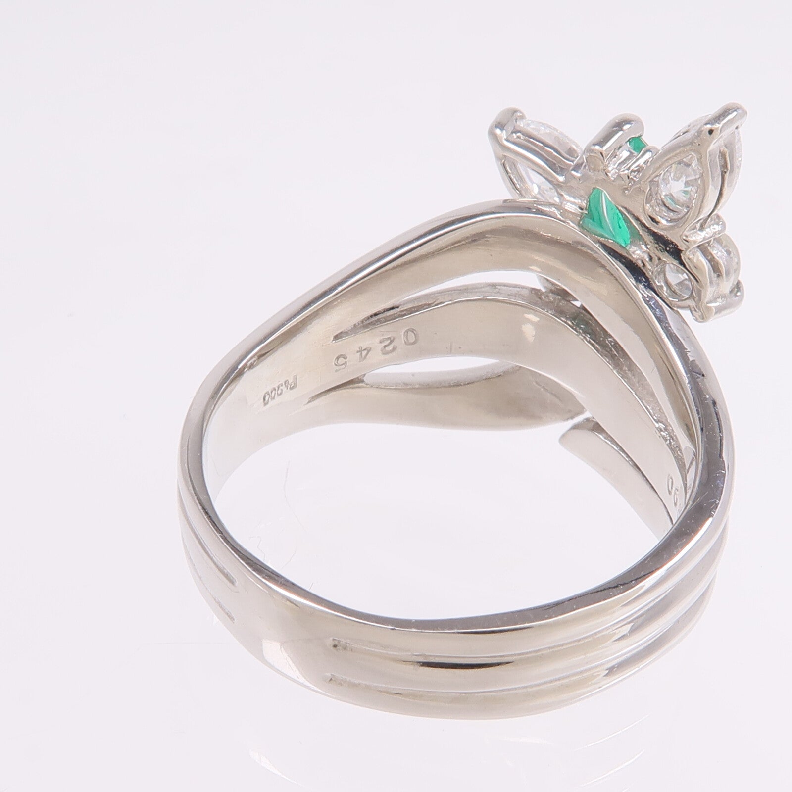 JEWELRY PT900鉑金Emerald Diamond Ring綠寶石/鑽石戒指