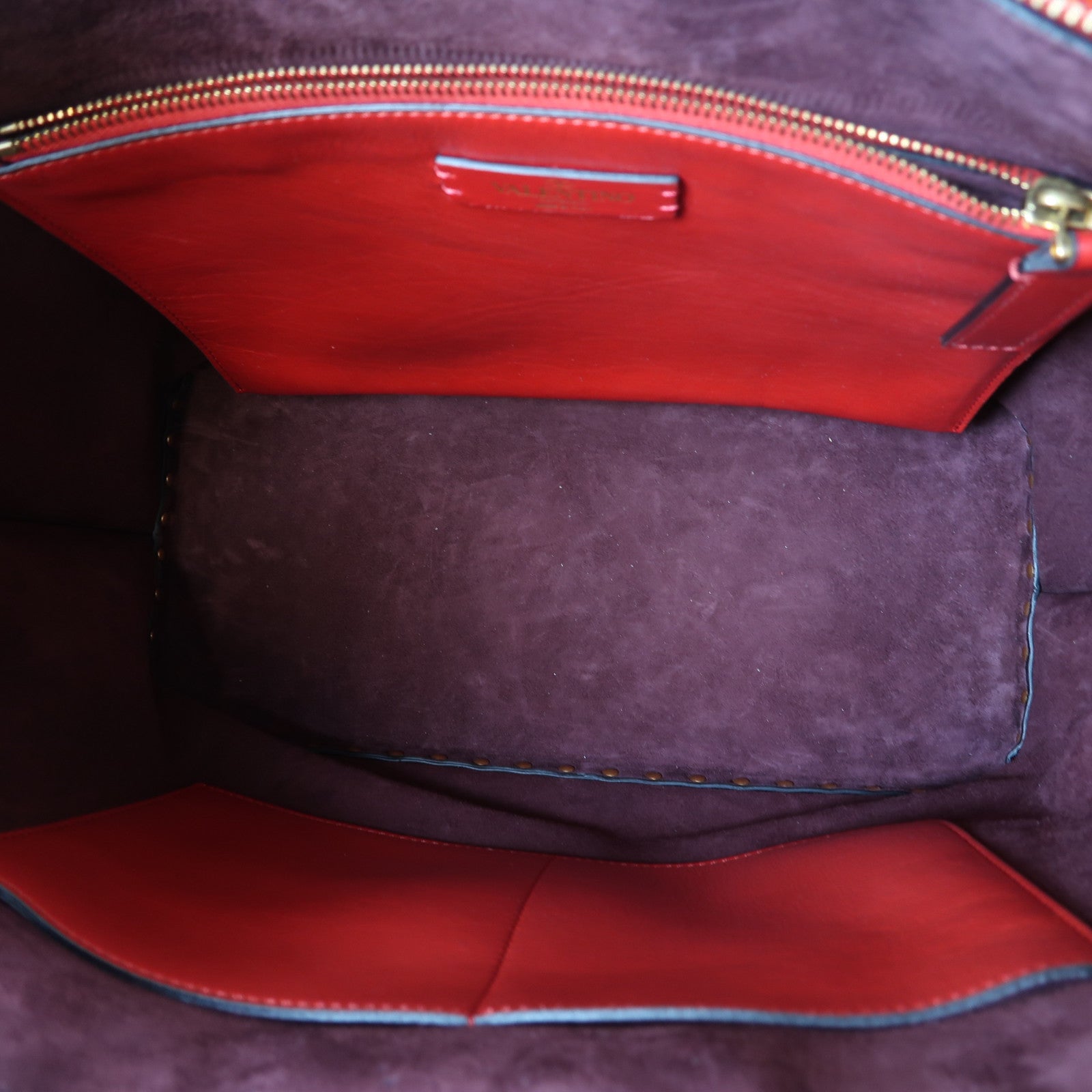 Valentino 【激減優惠】牛皮皮革2 Way Shoulder Bag金扣手挽肩背兩用袋紅色