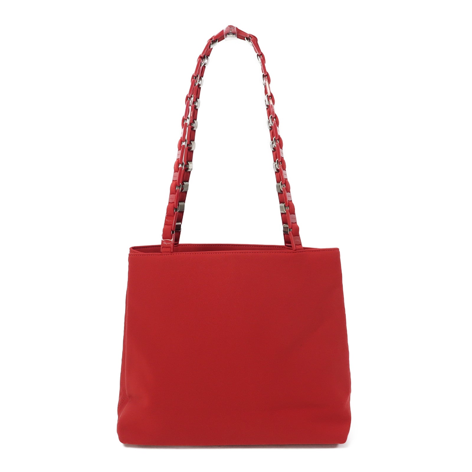 Salvatore Ferragamo 帆布Shoulder Bag銀扣肩背袋紅色