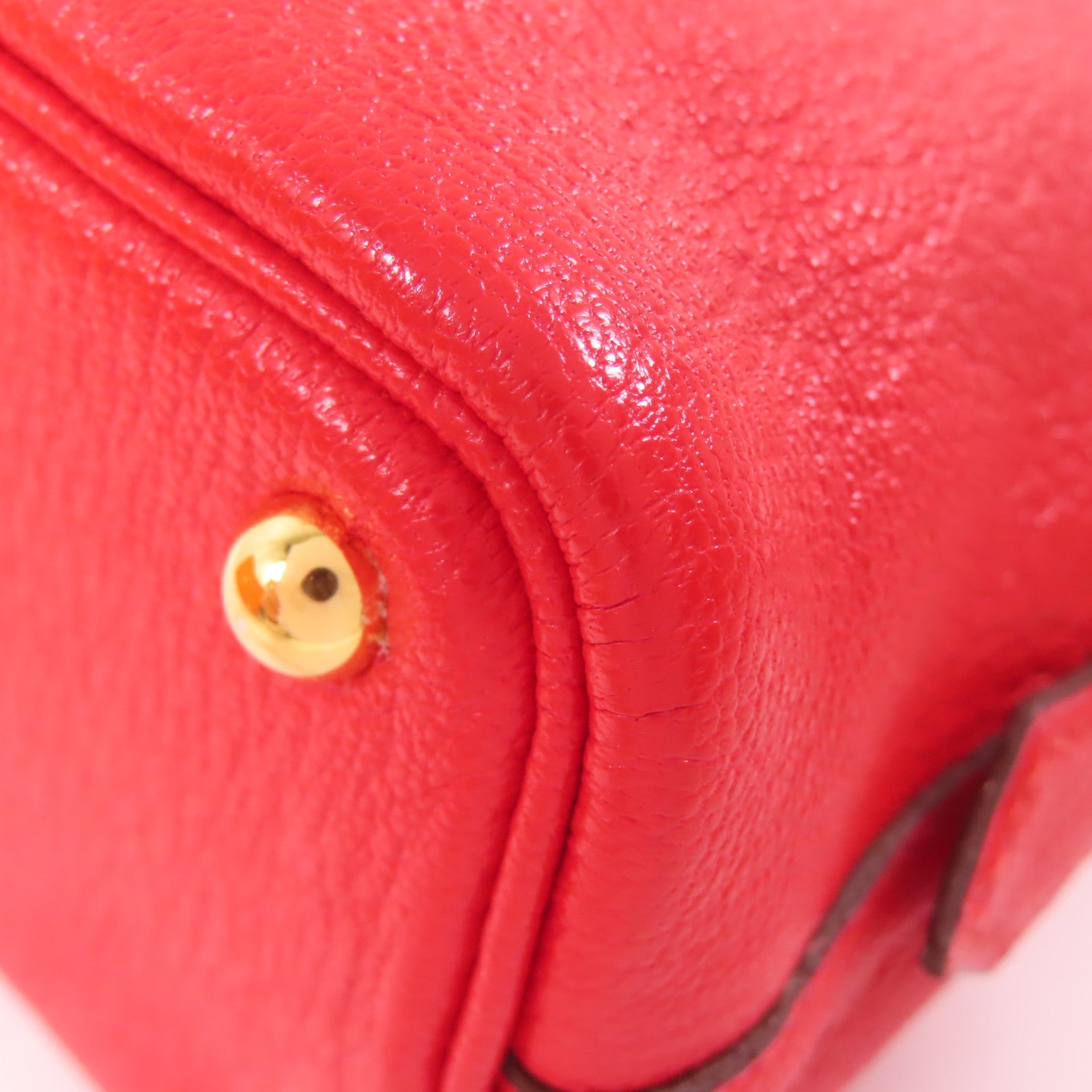 HERMES Chevre皮革Bolide Mini金扣手挽肩背兩用袋紅色