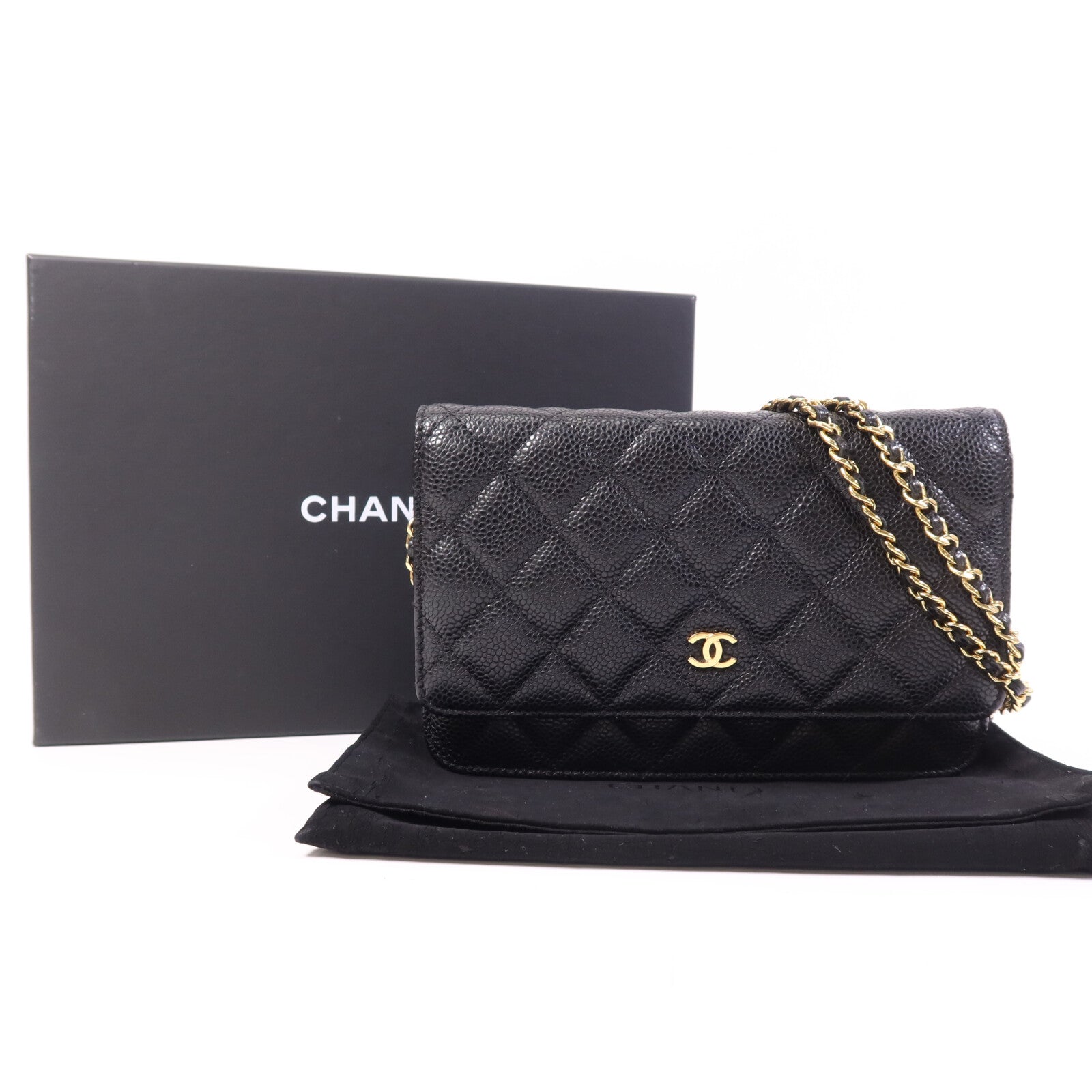 CHANEL 牛皮皮革WOC Wallet On Chain金扣鏈帶肩背袋