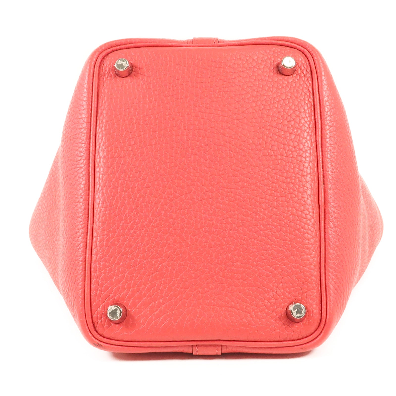 HERMES Clemence皮革Picotin PM銀扣手挽袋I6/Rose Extrem