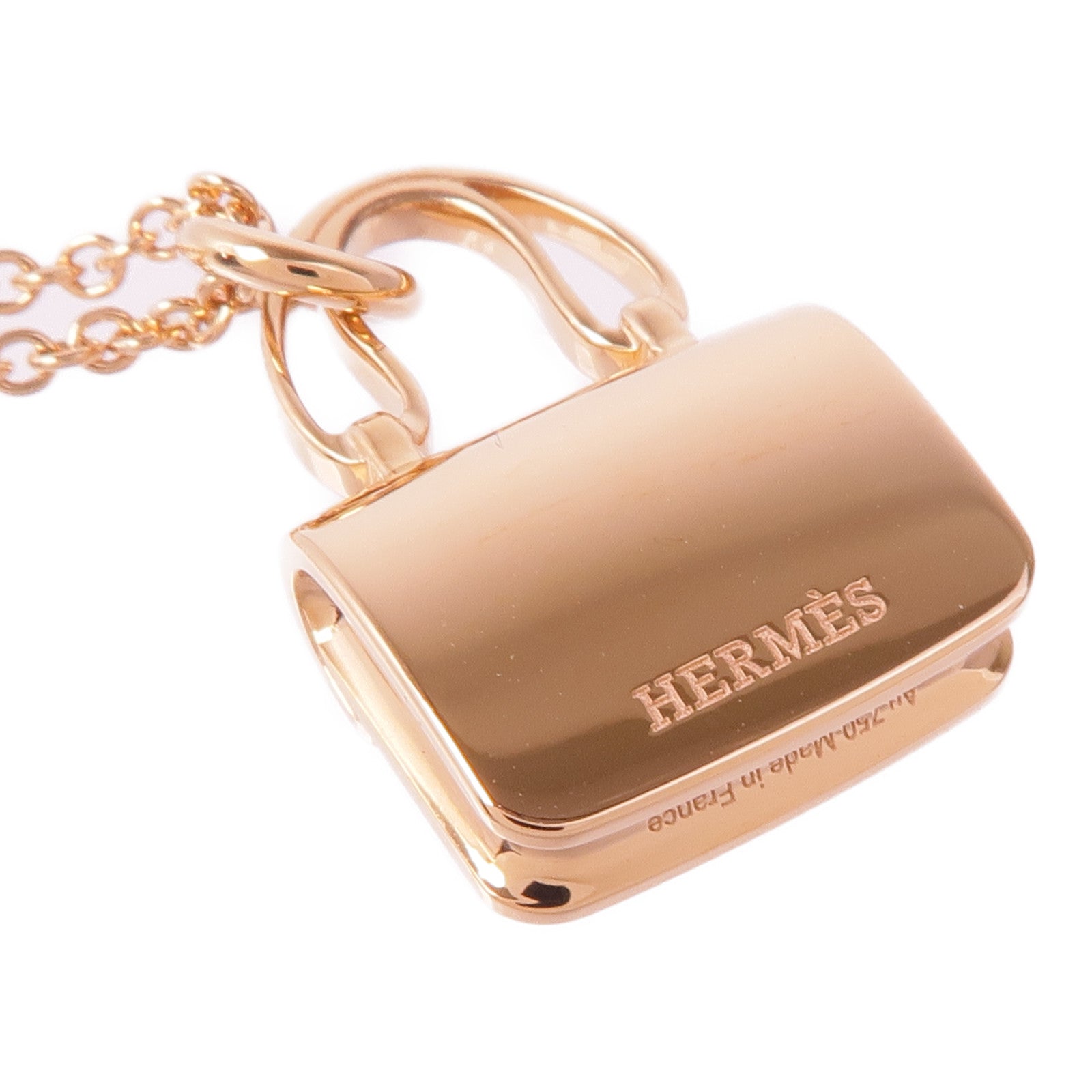 HERMES 18K玫瑰金Amulettes Constance Pendant鑽石項鍊