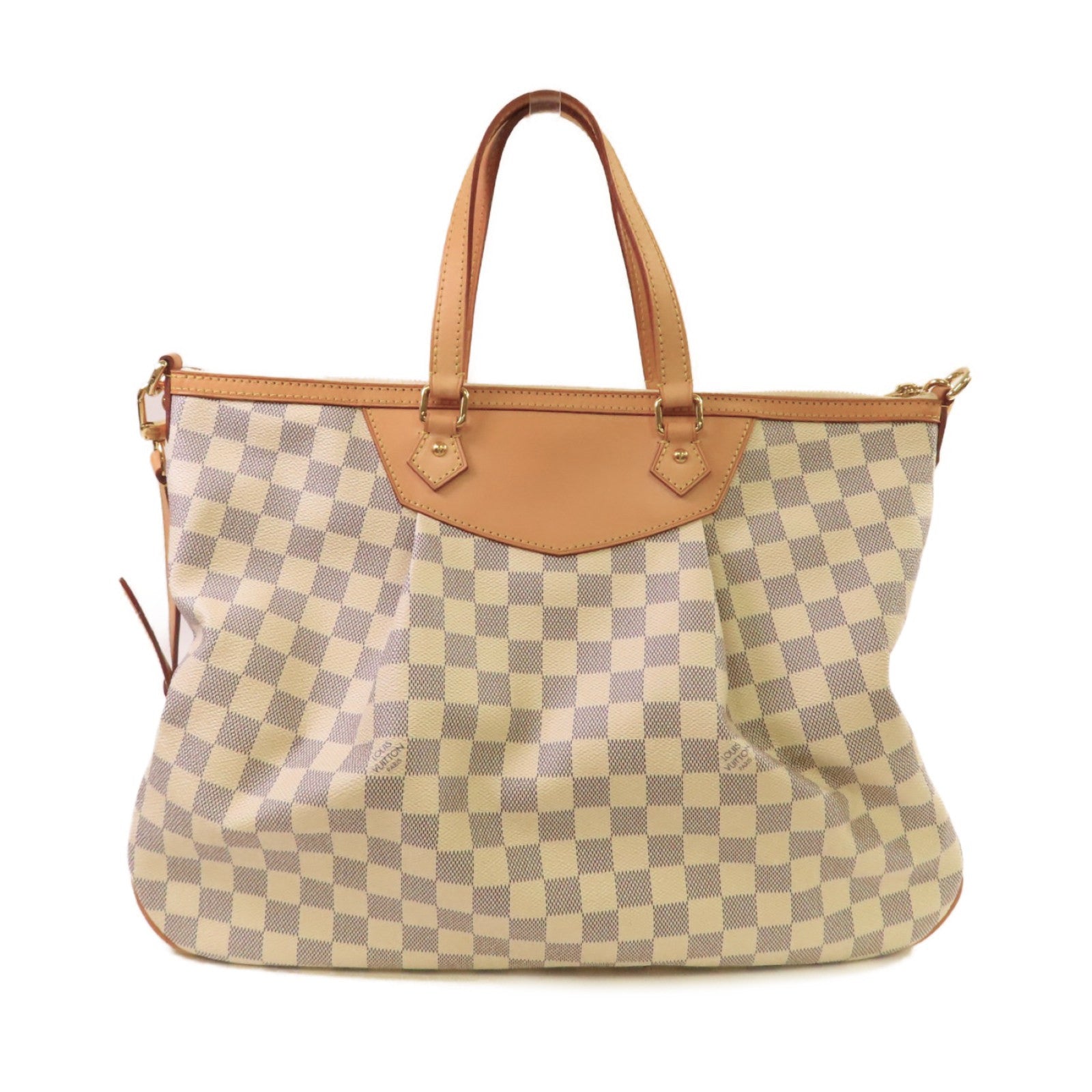 LOUIS VUITTON Damier Azur Siracusa GM 2 Way Shoulder Bag金扣手挽肩背兩用袋米白色/啡色