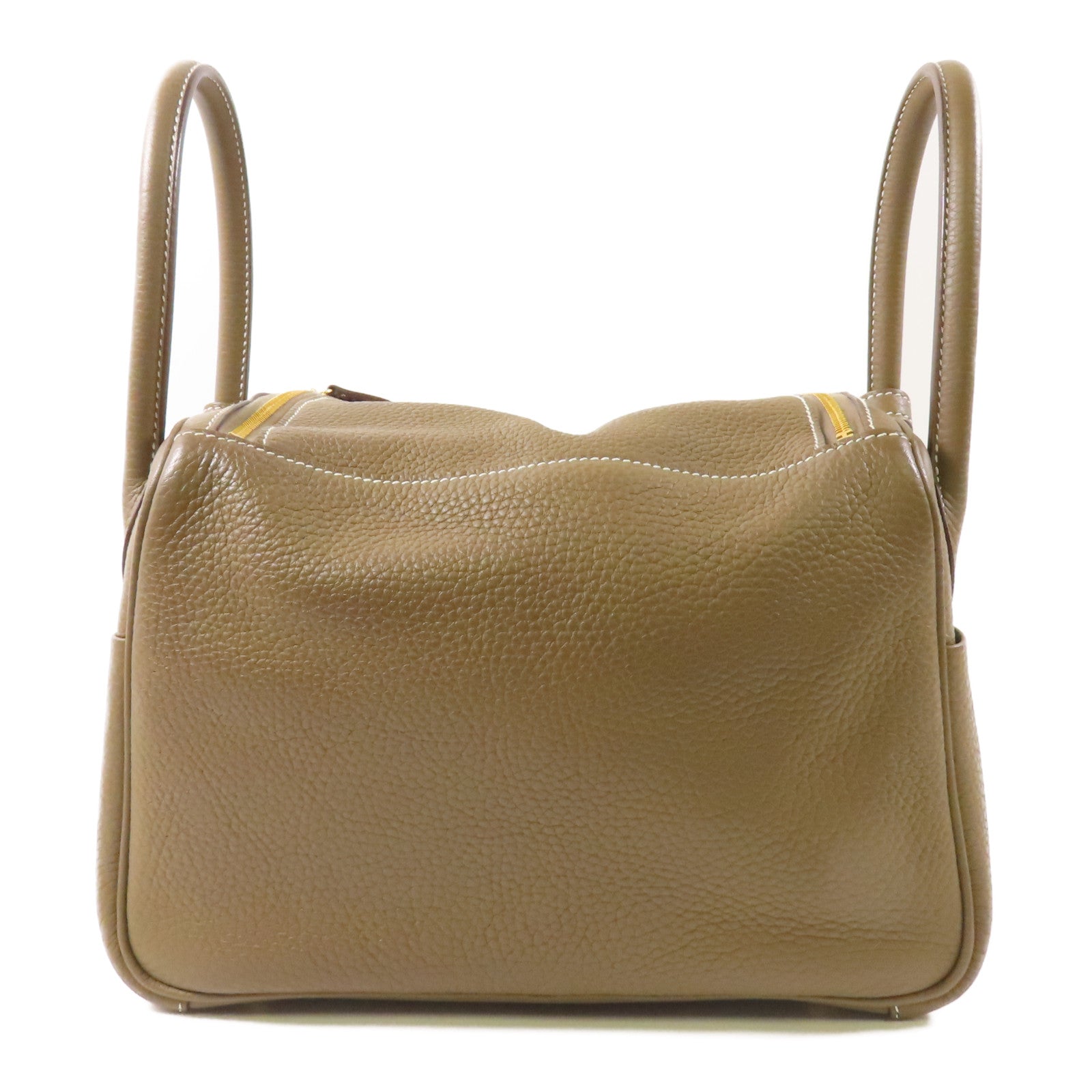 HERMES Clemence皮革Lindy 26金扣手挽肩背兩用袋Etoupe