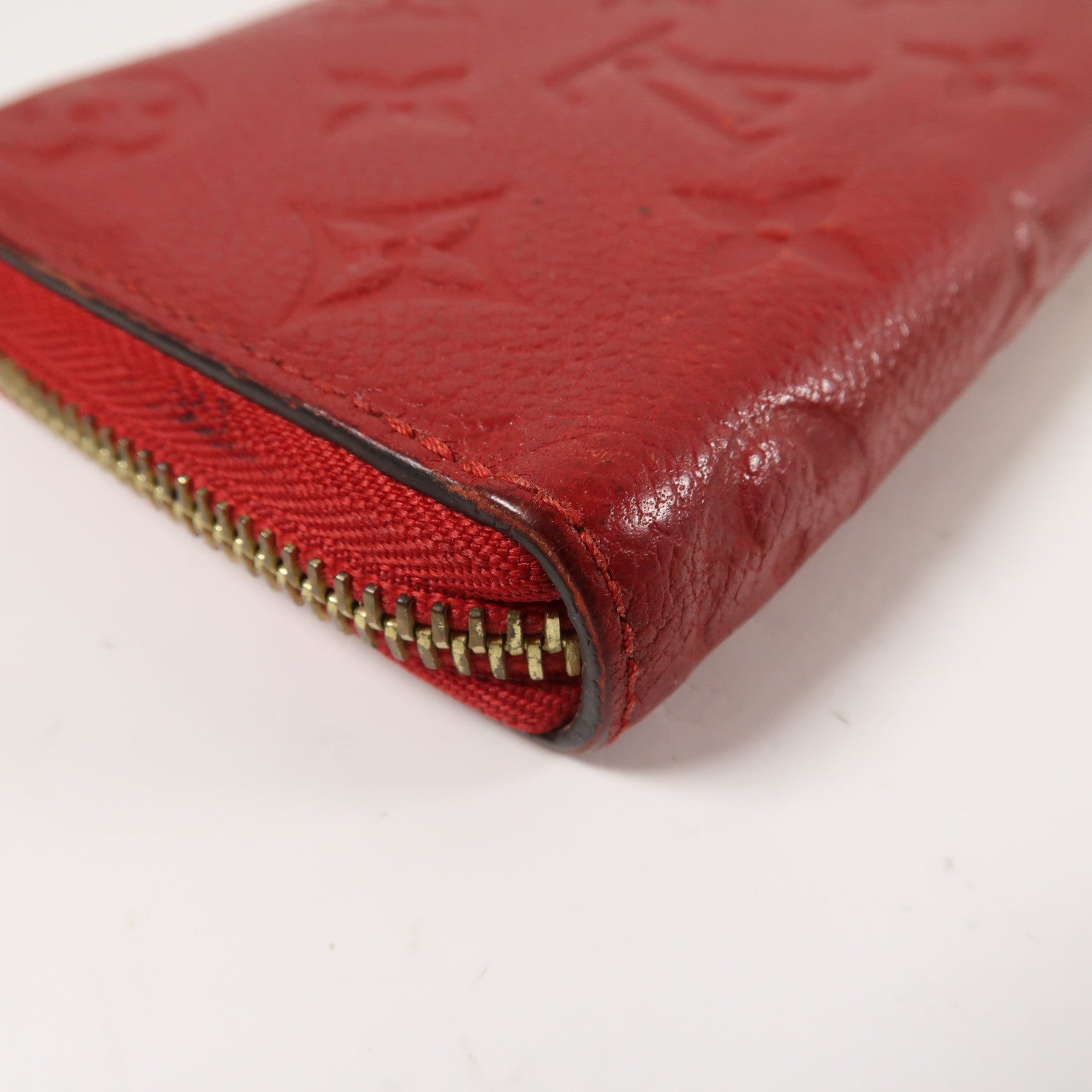 LOUIS VUITTON Monogram Empreinte Portofeuil Clemence Wallet金扣長錢包紅色
