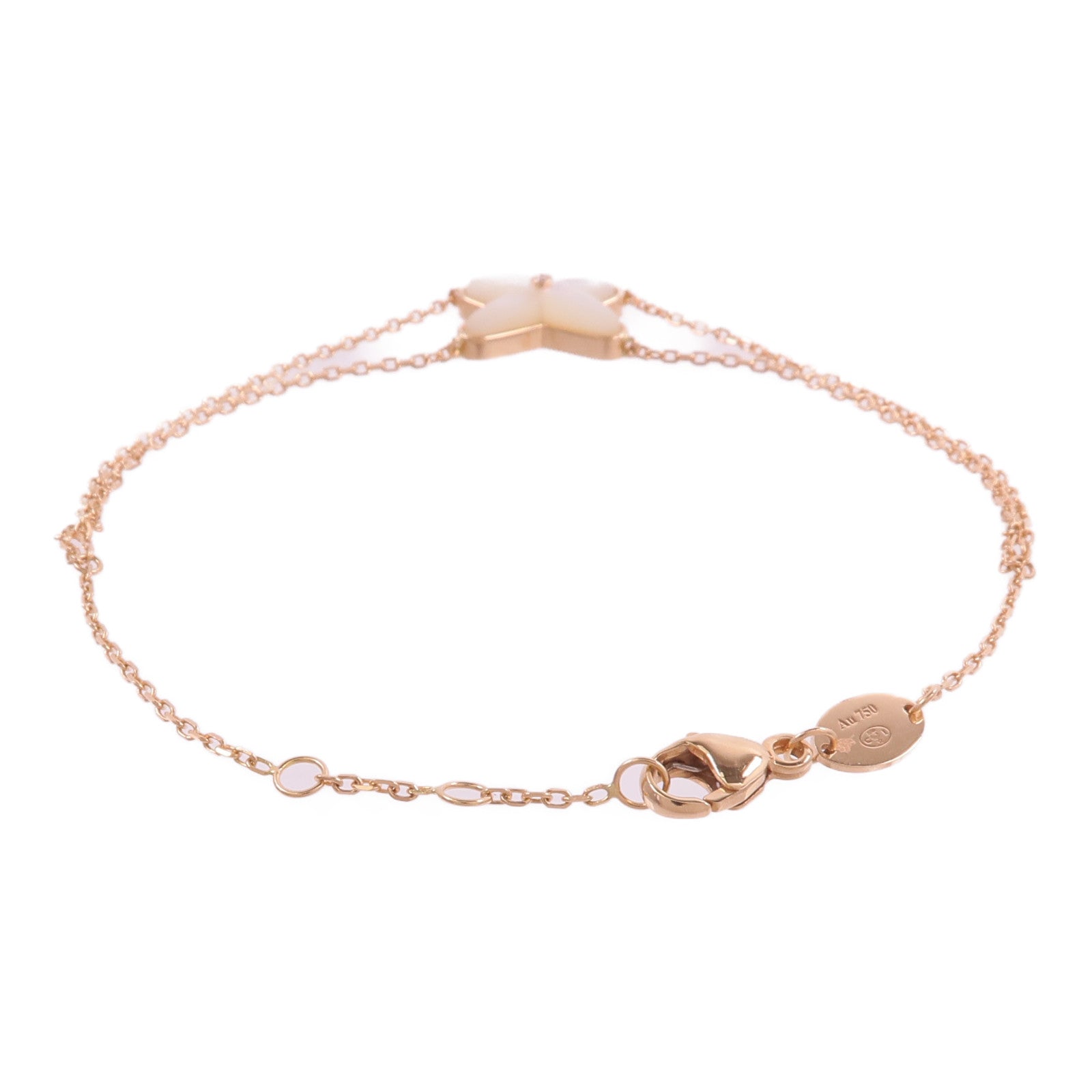 Chaumet 18K玫瑰金/珍珠母貝Jeux De Liens鑽石手鏈