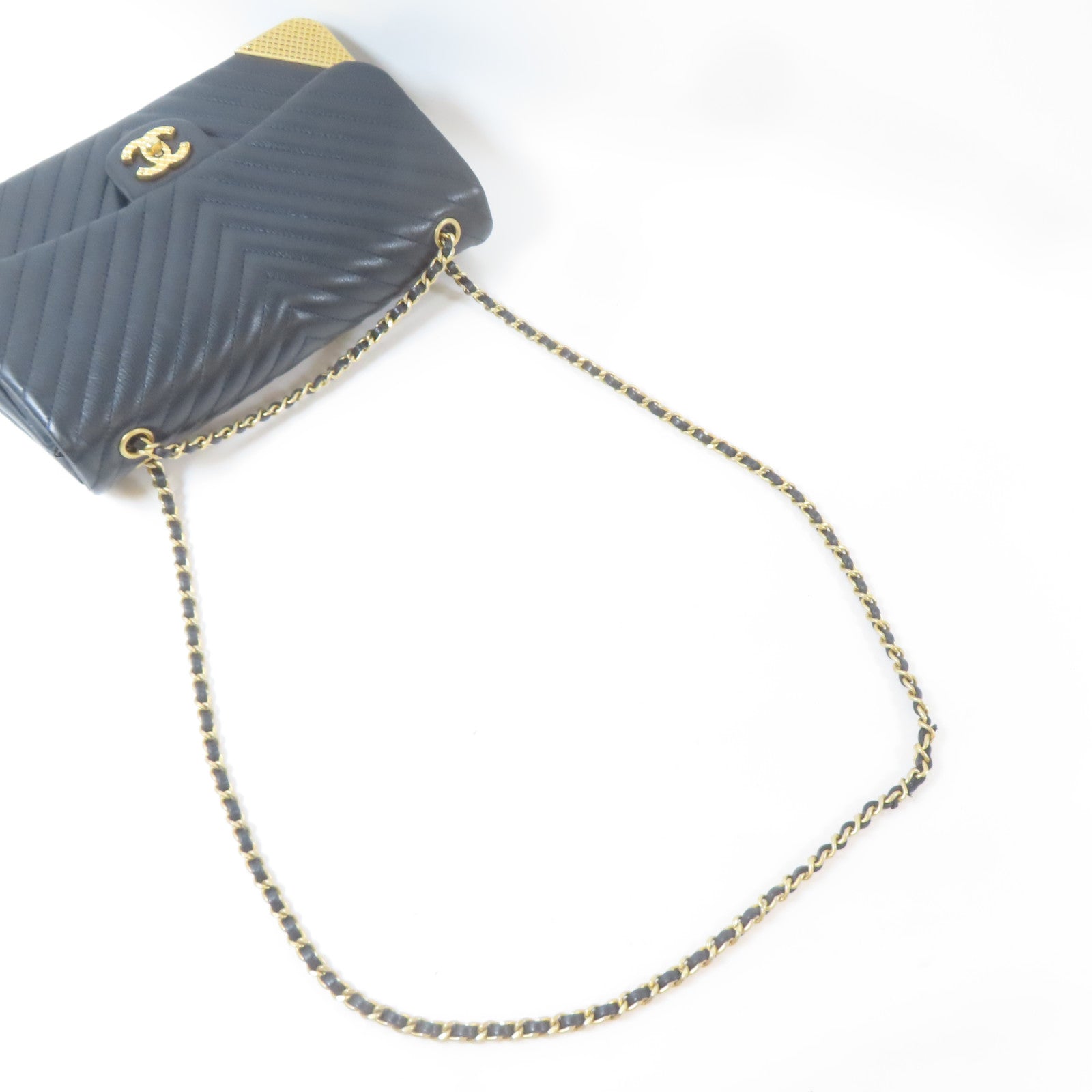 CHANEL 【激減優惠】皮革Chain Shoulder Bag金扣鏈帶肩背袋黑色