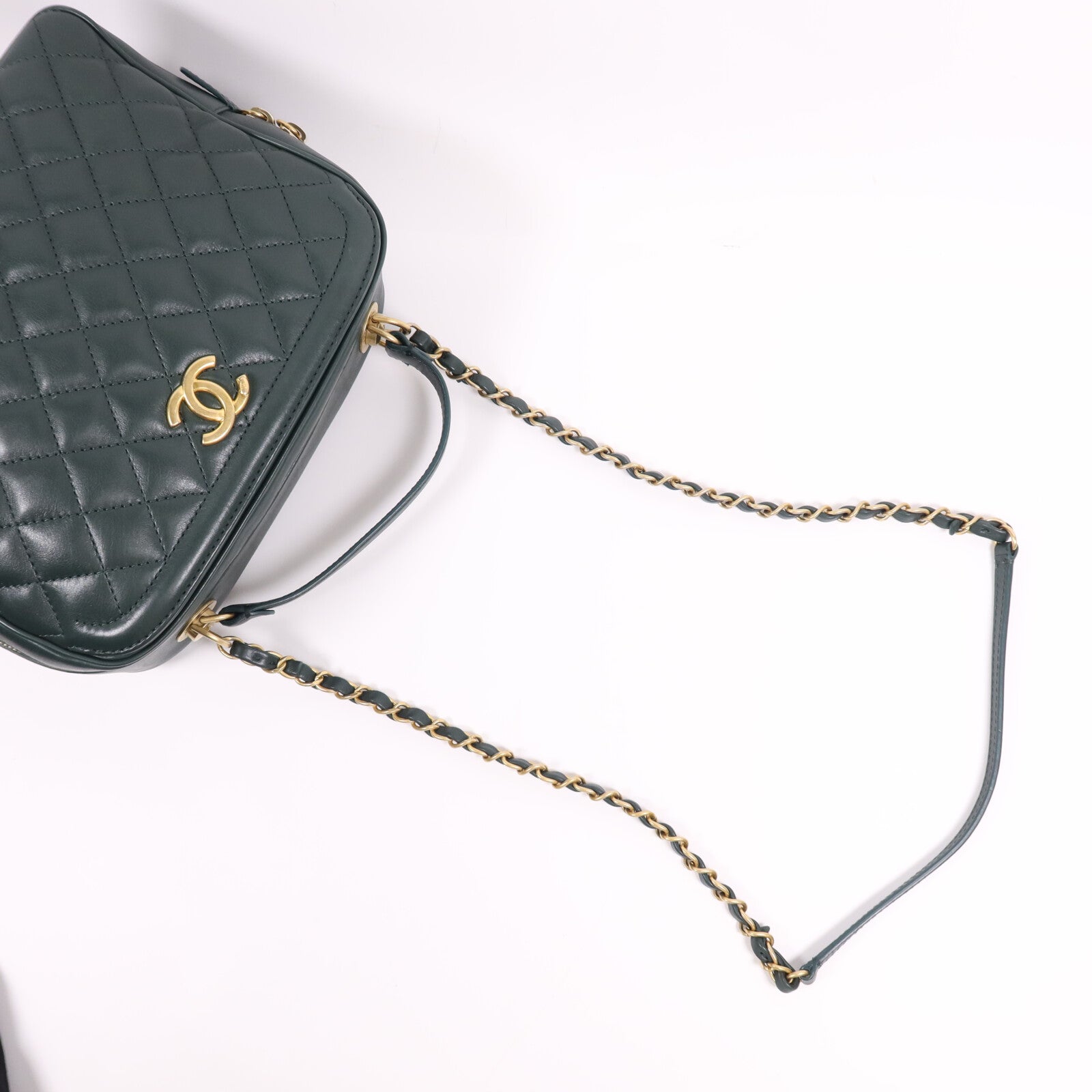 CHANEL 羊皮皮革2 Way Shoulder Bag金扣鏈帶肩背袋