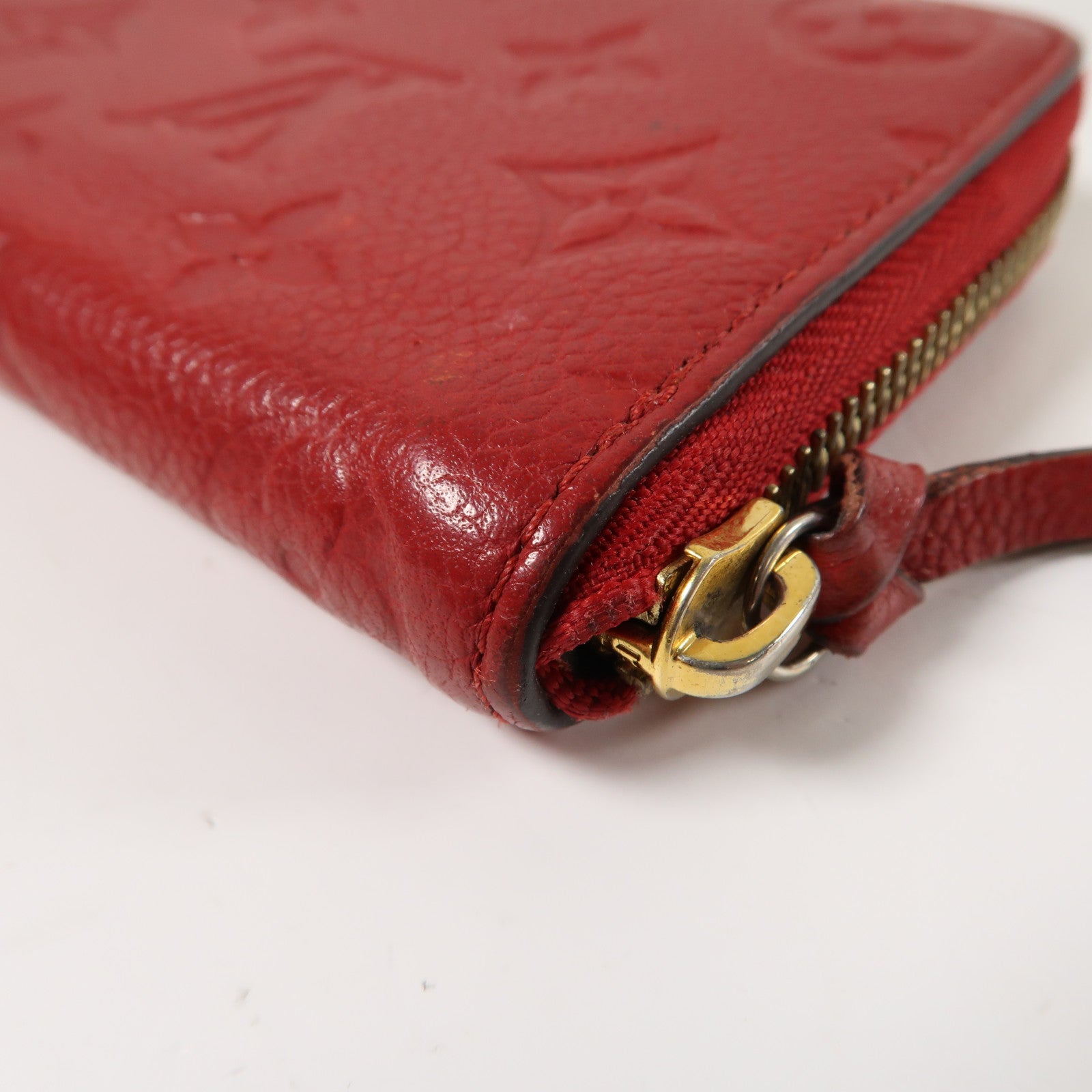 LOUIS VUITTON Monogram Empreinte Portofeuil Clemence Wallet金扣長錢包紅色