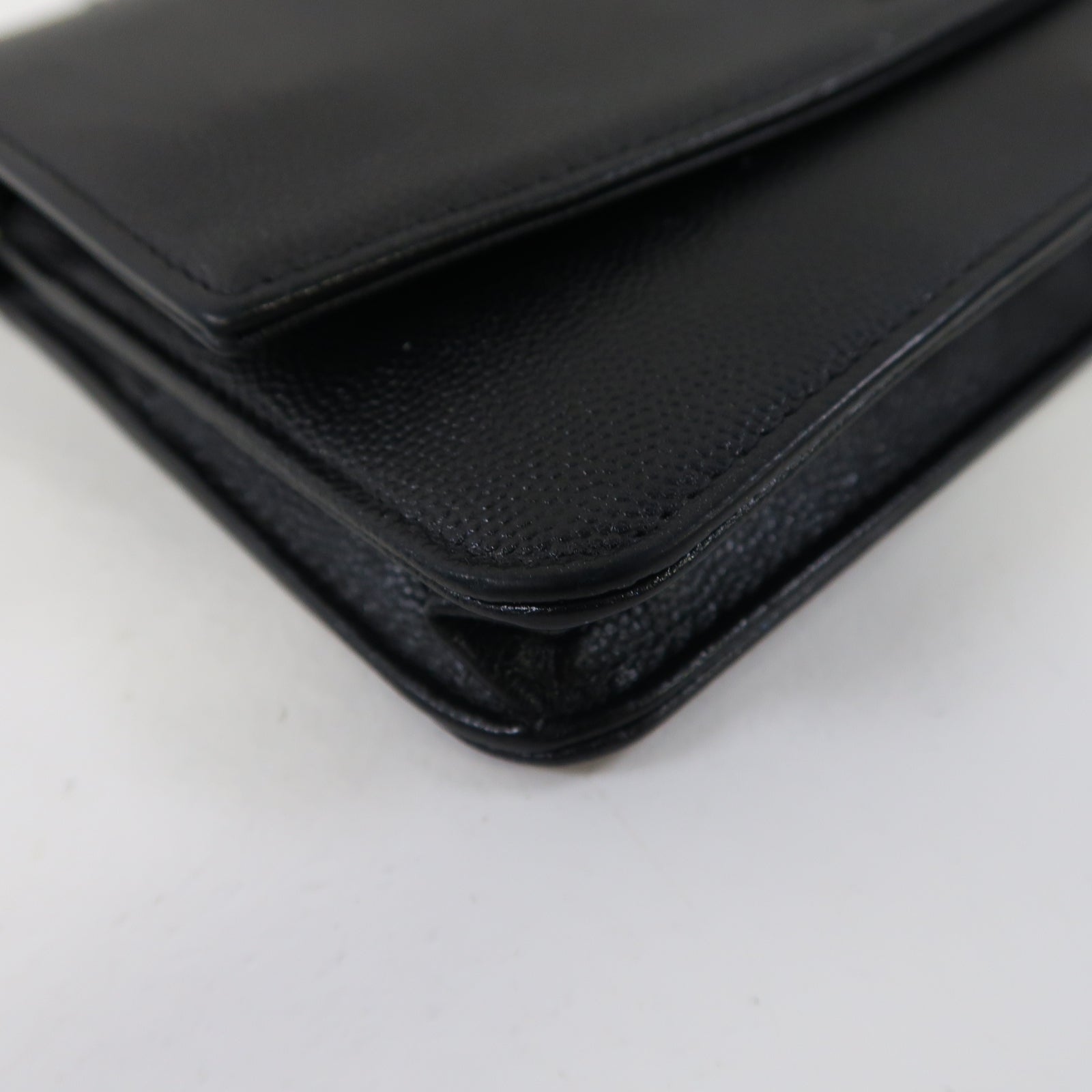 CHANEL 牛皮皮革Wallet On Chain銀扣鏈帶肩背袋黑色