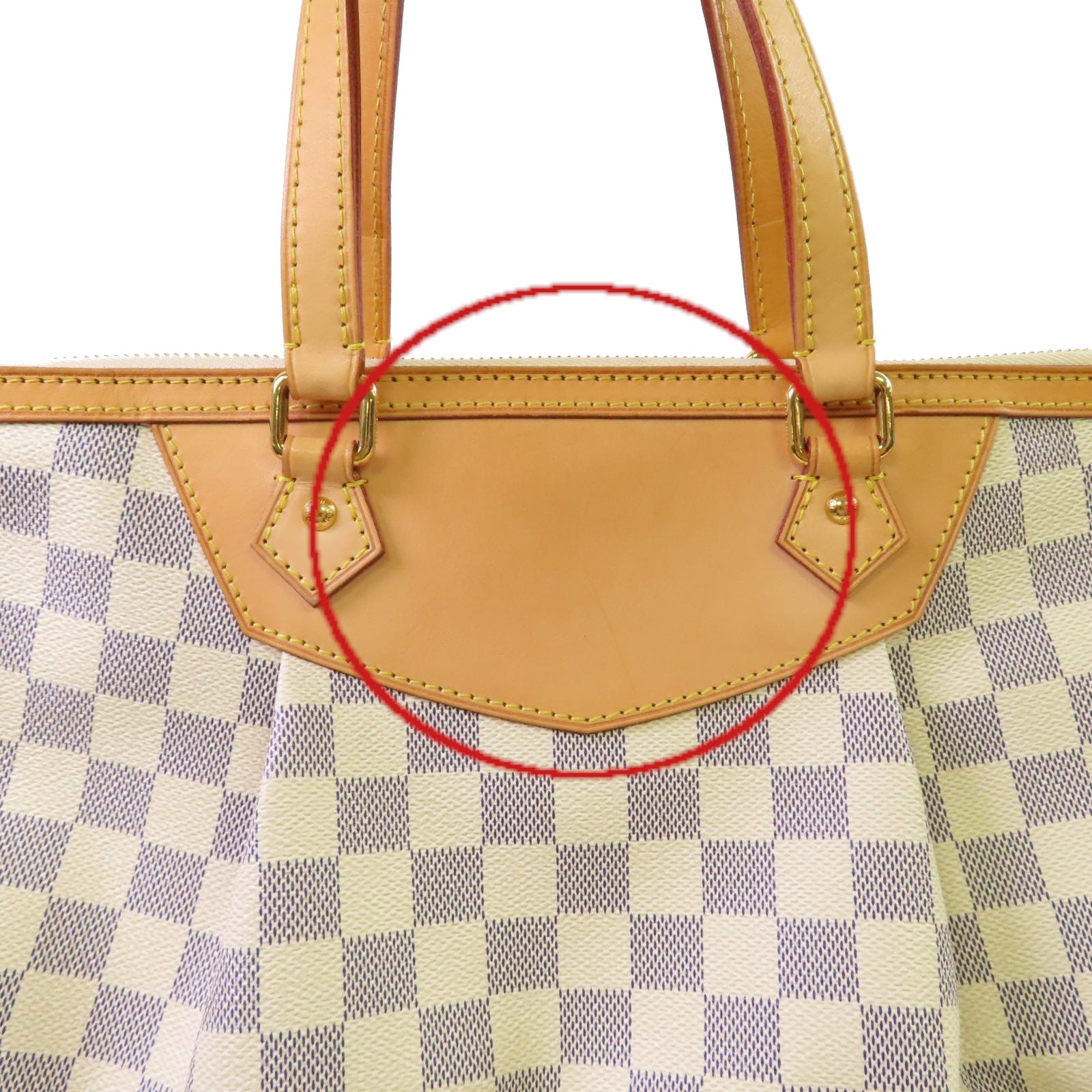 LOUIS VUITTON Damier Azur Siracusa GM 2 Way Shoulder Bag金扣手挽肩背兩用袋米白色/啡色