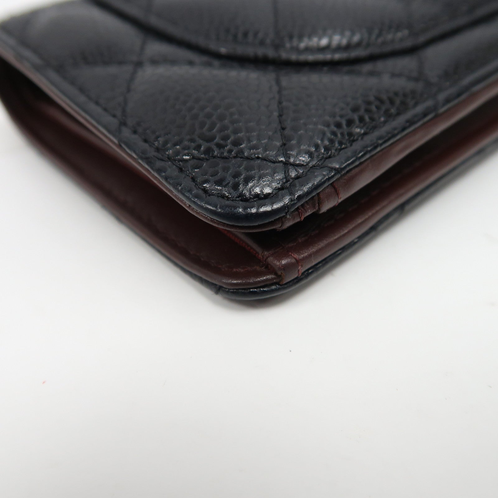 CHANEL 菱格Caviar皮革Wallet銀扣長錢包黑色