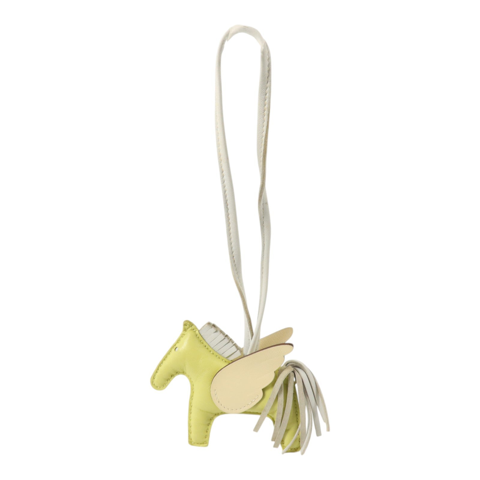 HERMES Milo皮革Redeo Pegase PM掛飾Jaune Bourgeon/Brume/Nata