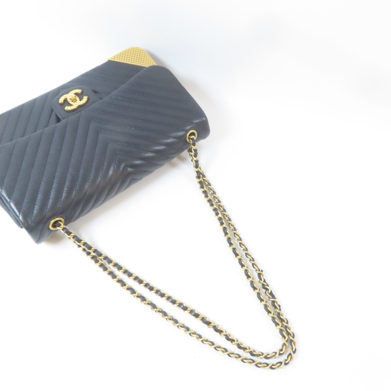 CHANEL 【激減優惠】皮革Chain Shoulder Bag金扣鏈帶肩背袋黑色