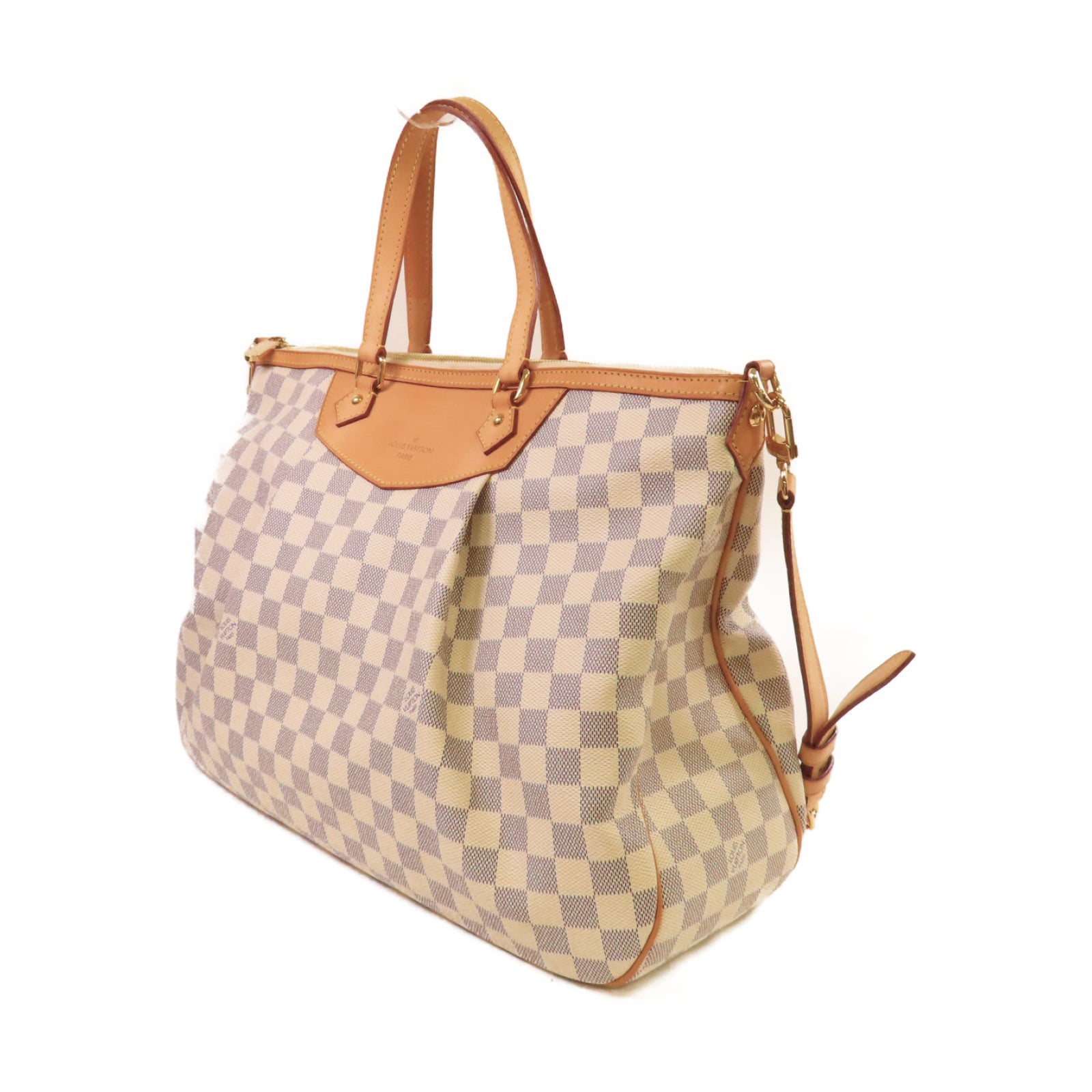 LOUIS VUITTON Damier Azur Siracusa GM 2 Way Shoulder Bag金扣手挽肩背兩用袋米白色/啡色