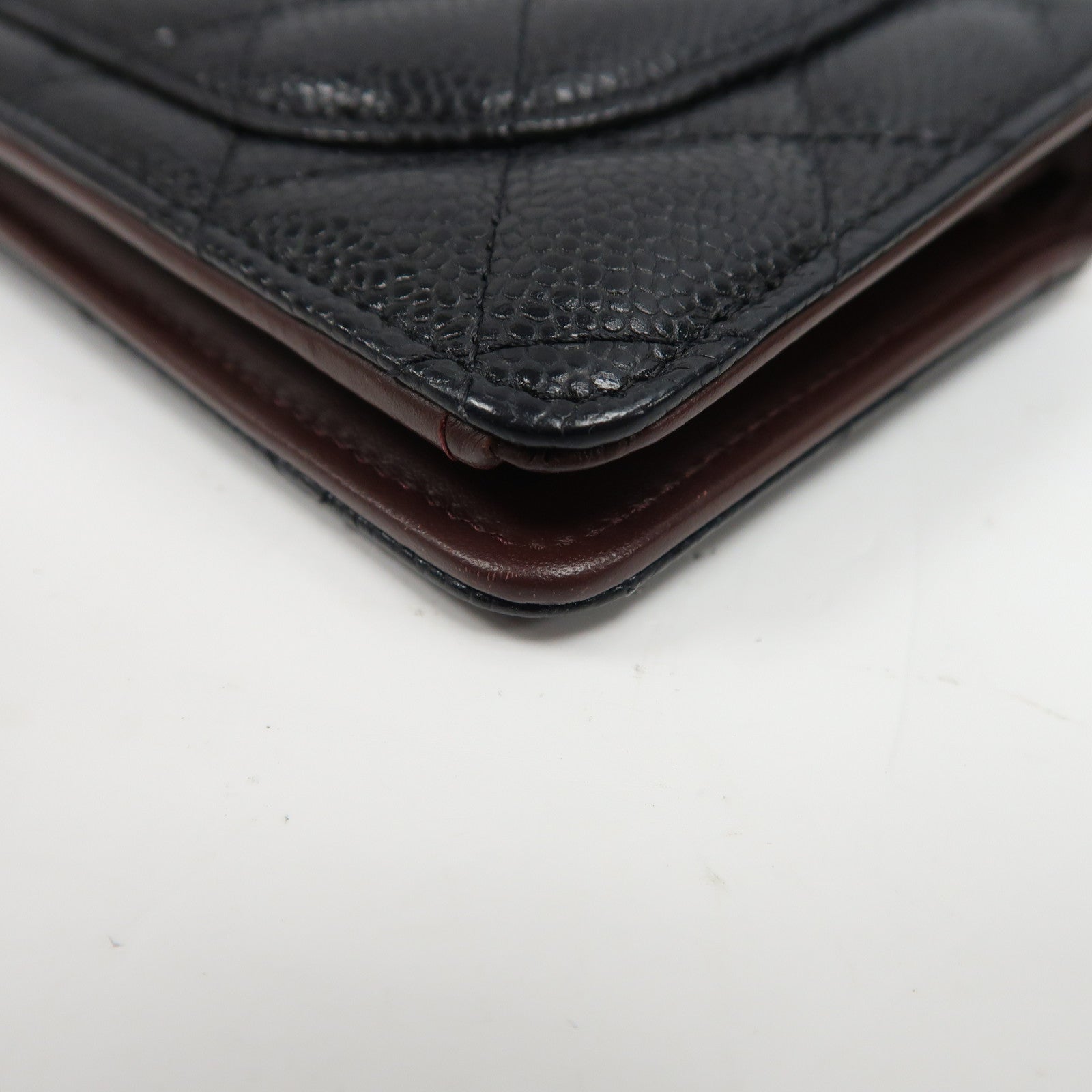 CHANEL 菱格Caviar皮革Wallet銀扣長錢包黑色