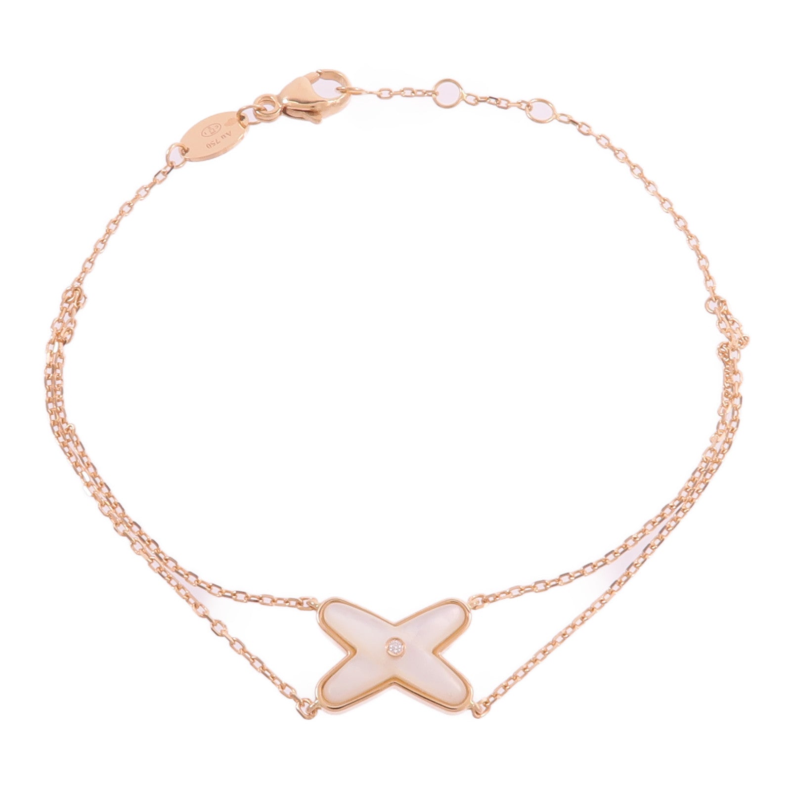 Chaumet 18K玫瑰金/珍珠母貝Jeux De Liens鑽石手鏈