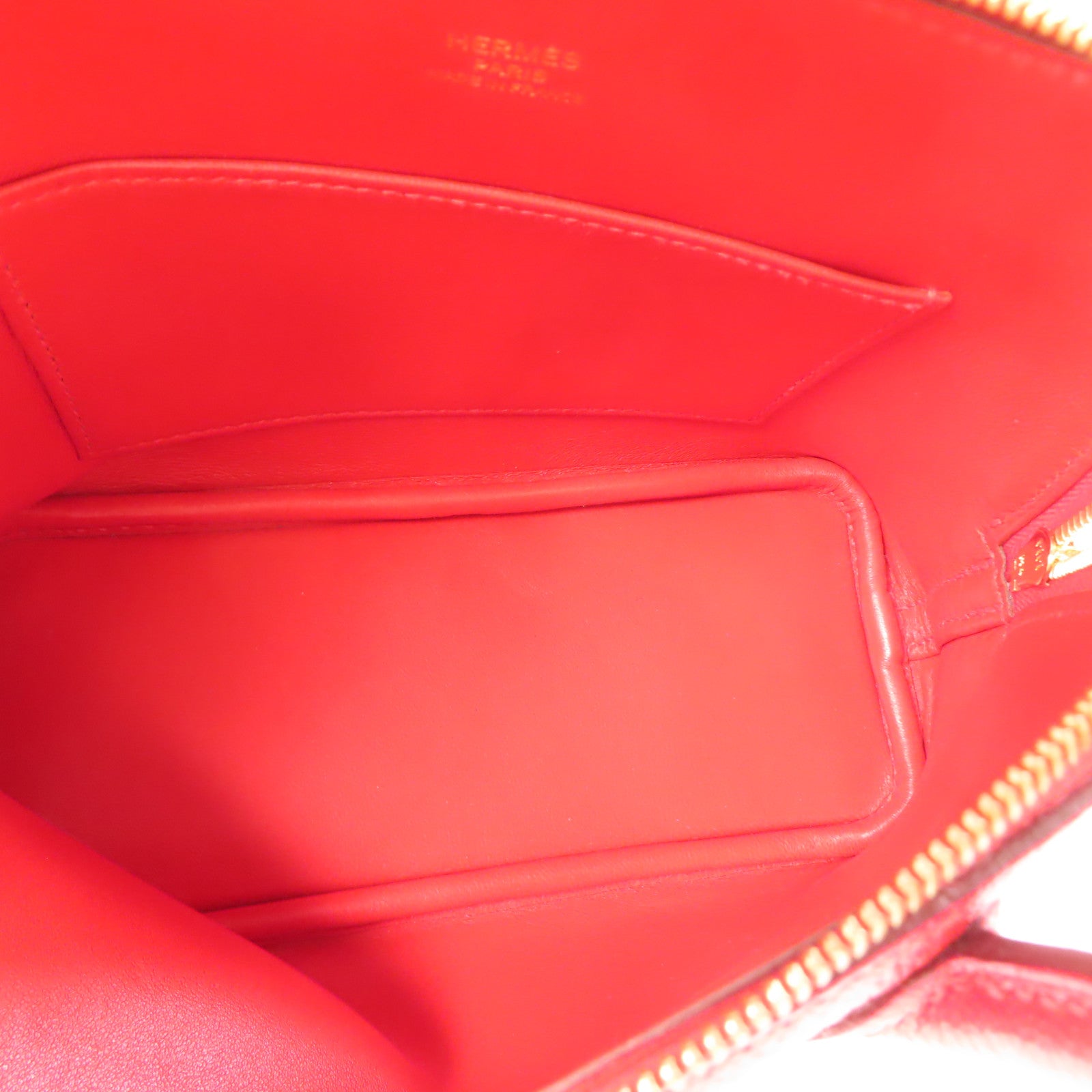 HERMES Chevre皮革Bolide Mini金扣手挽肩背兩用袋紅色