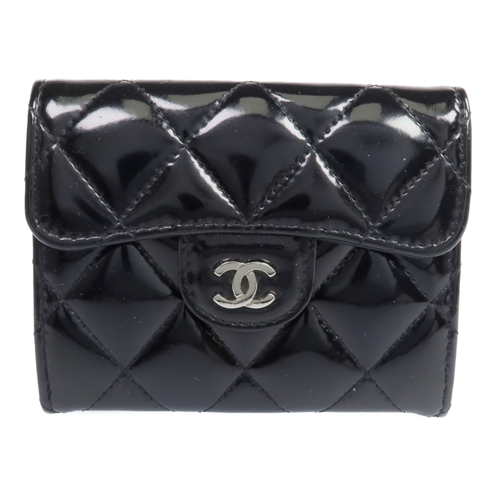 CHANEL 【激減優惠】漆皮皮革Wallet銀扣錢包