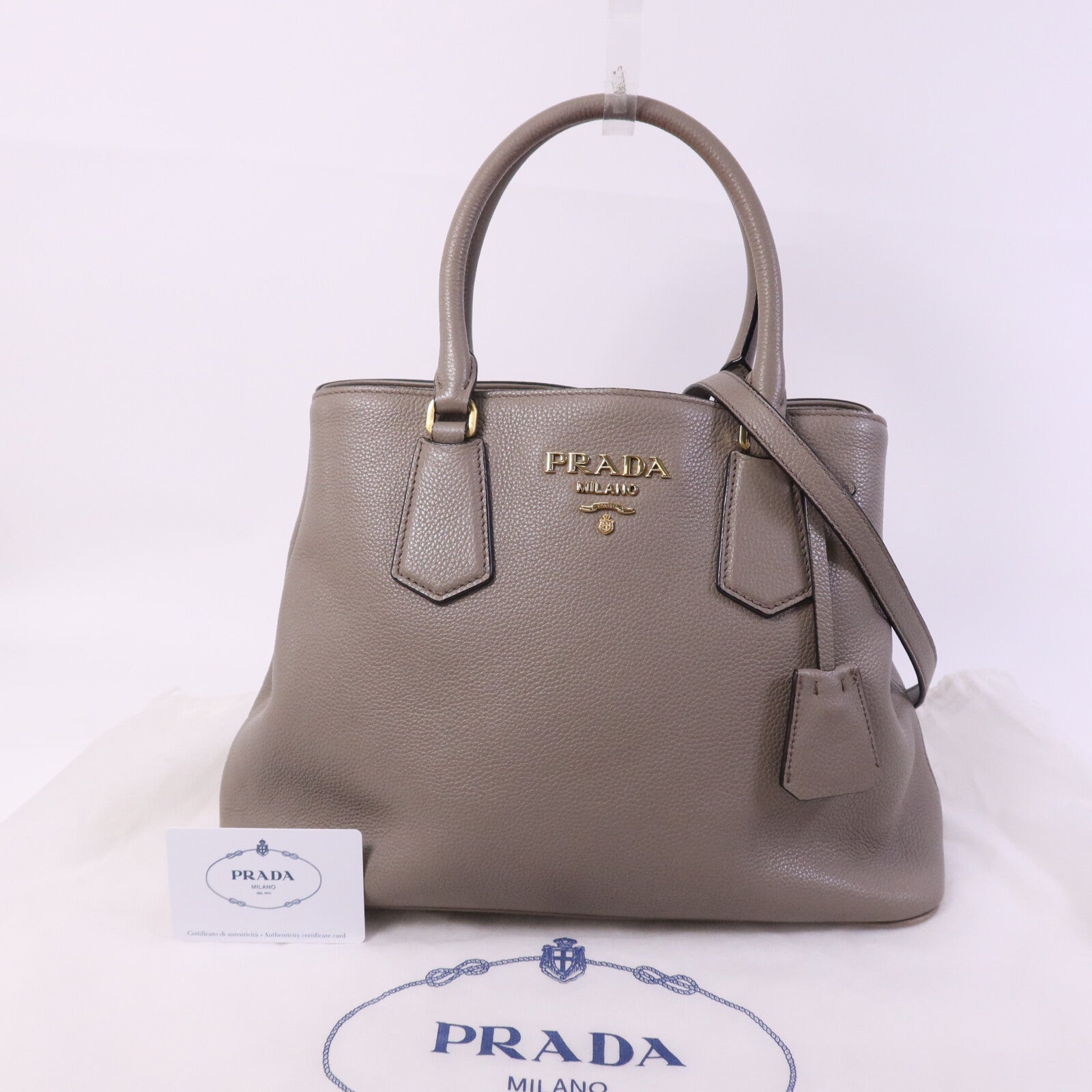 PRADA 牛皮皮革Vitello Daino金扣手挽肩背兩用袋