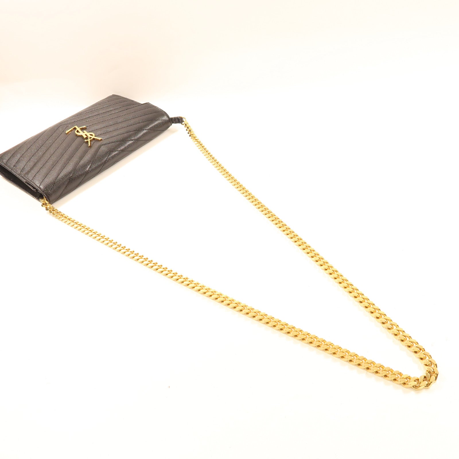 SAINT LAURENT 牛皮皮革Chain Shoulder金扣鏈帶肩背袋