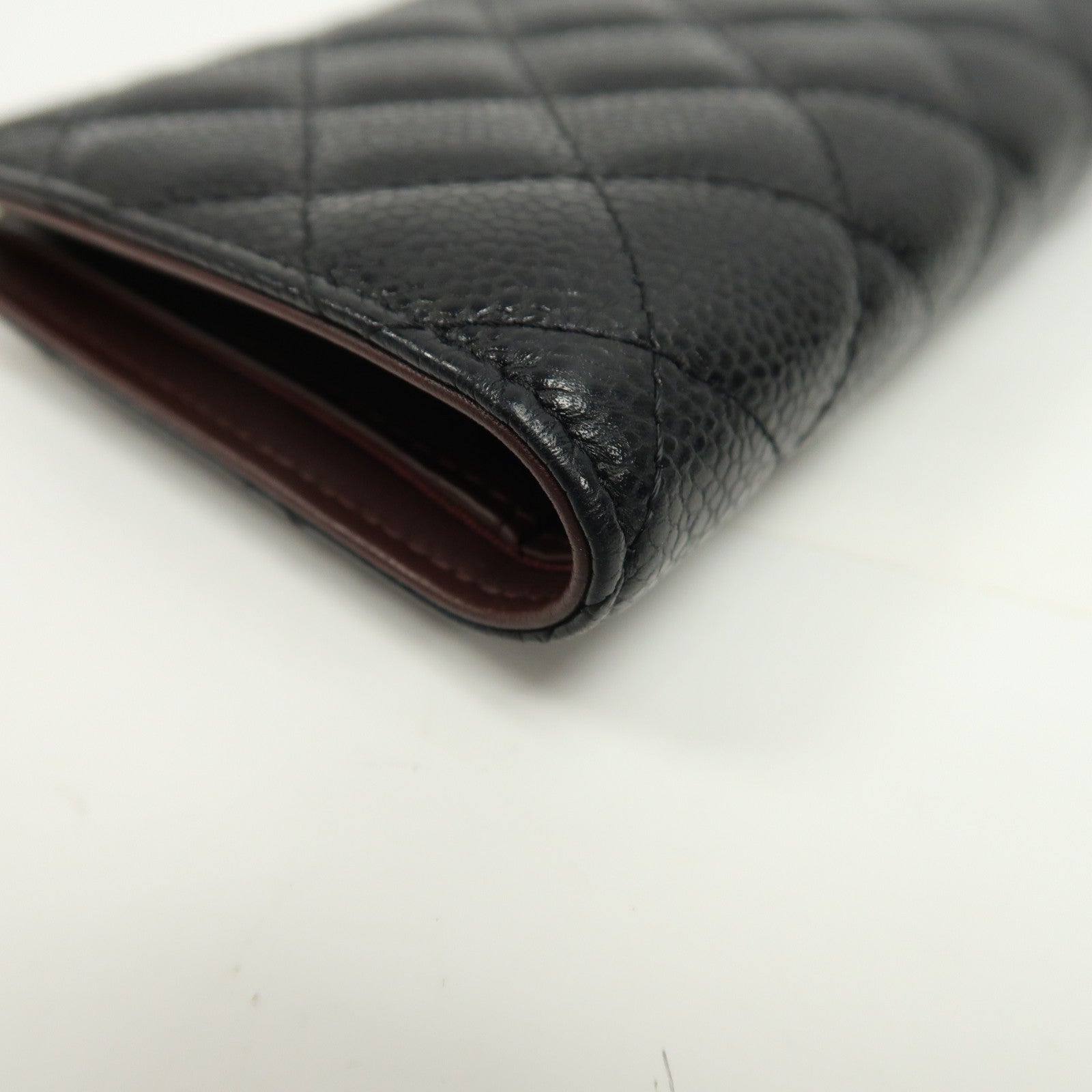 CHANEL 菱格Caviar皮革Wallet銀扣長錢包黑色