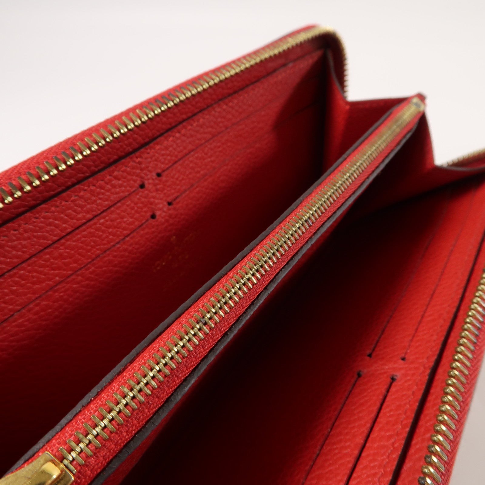 LOUIS VUITTON Monogram Empreinte Portofeuil Clemence Wallet金扣長錢包紅色